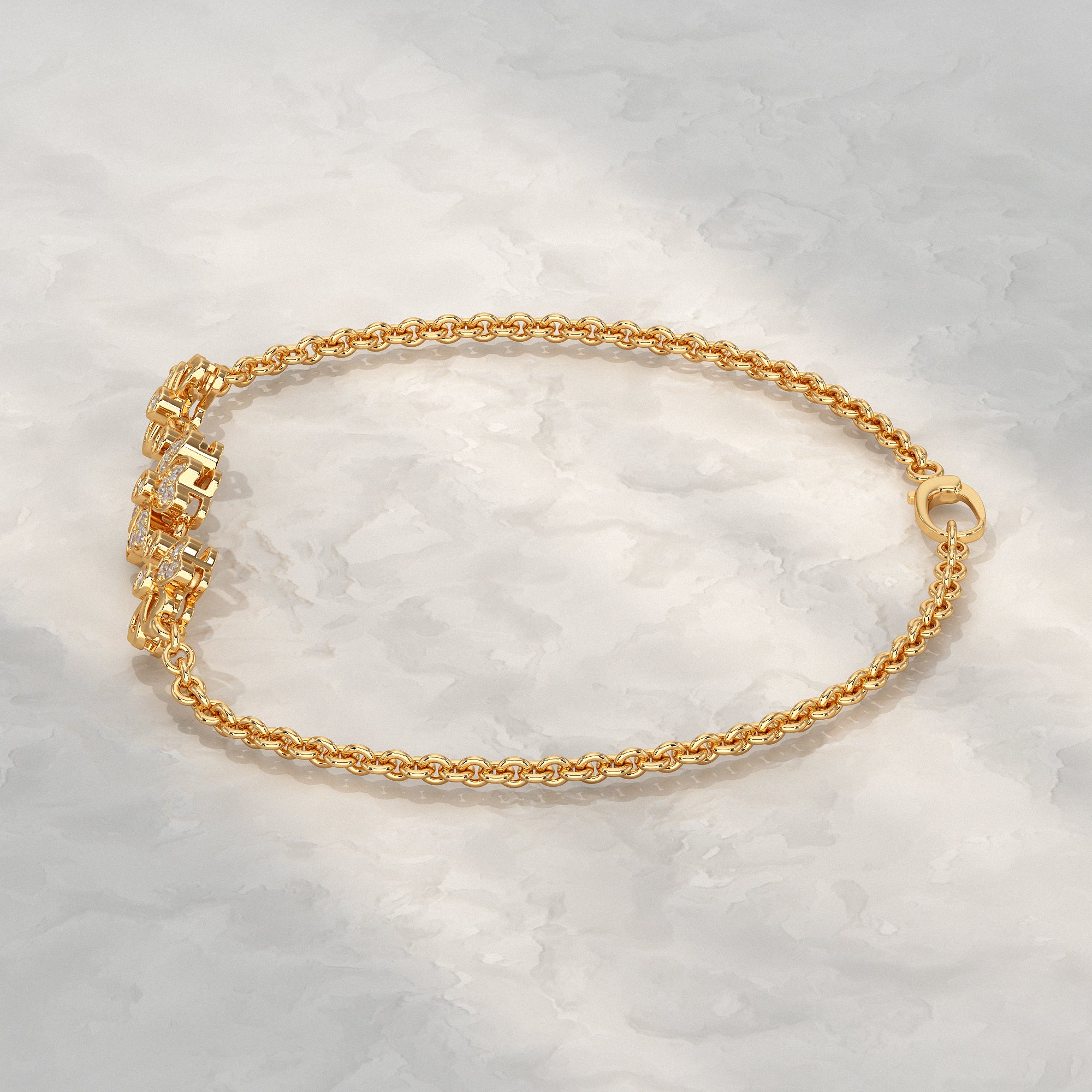 Three Flower Lab Diamond Bracelet Bracelet