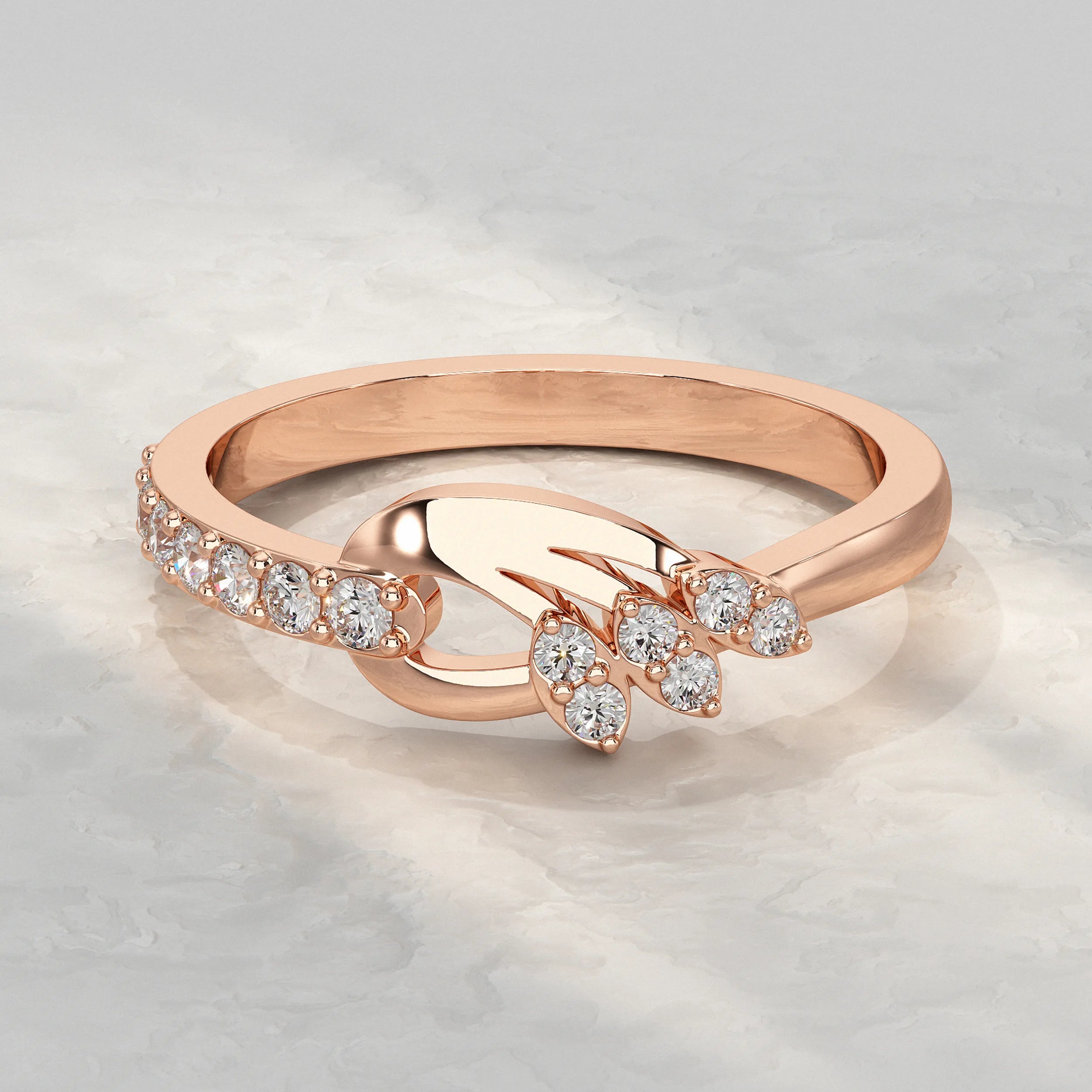 Feather Shaped Lab Diamond Ring Rings