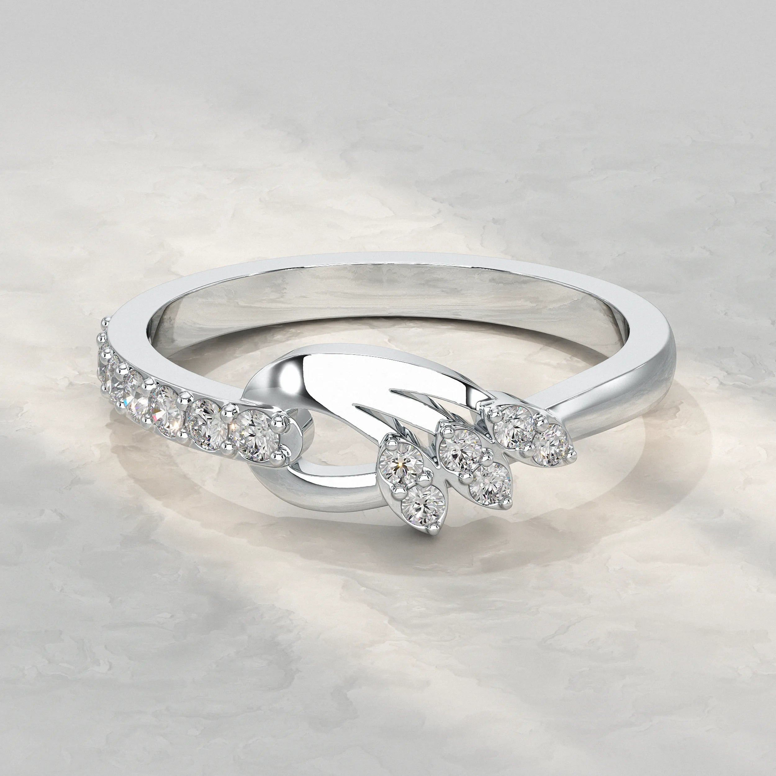 Feather Shaped Lab Diamond Ring Rings