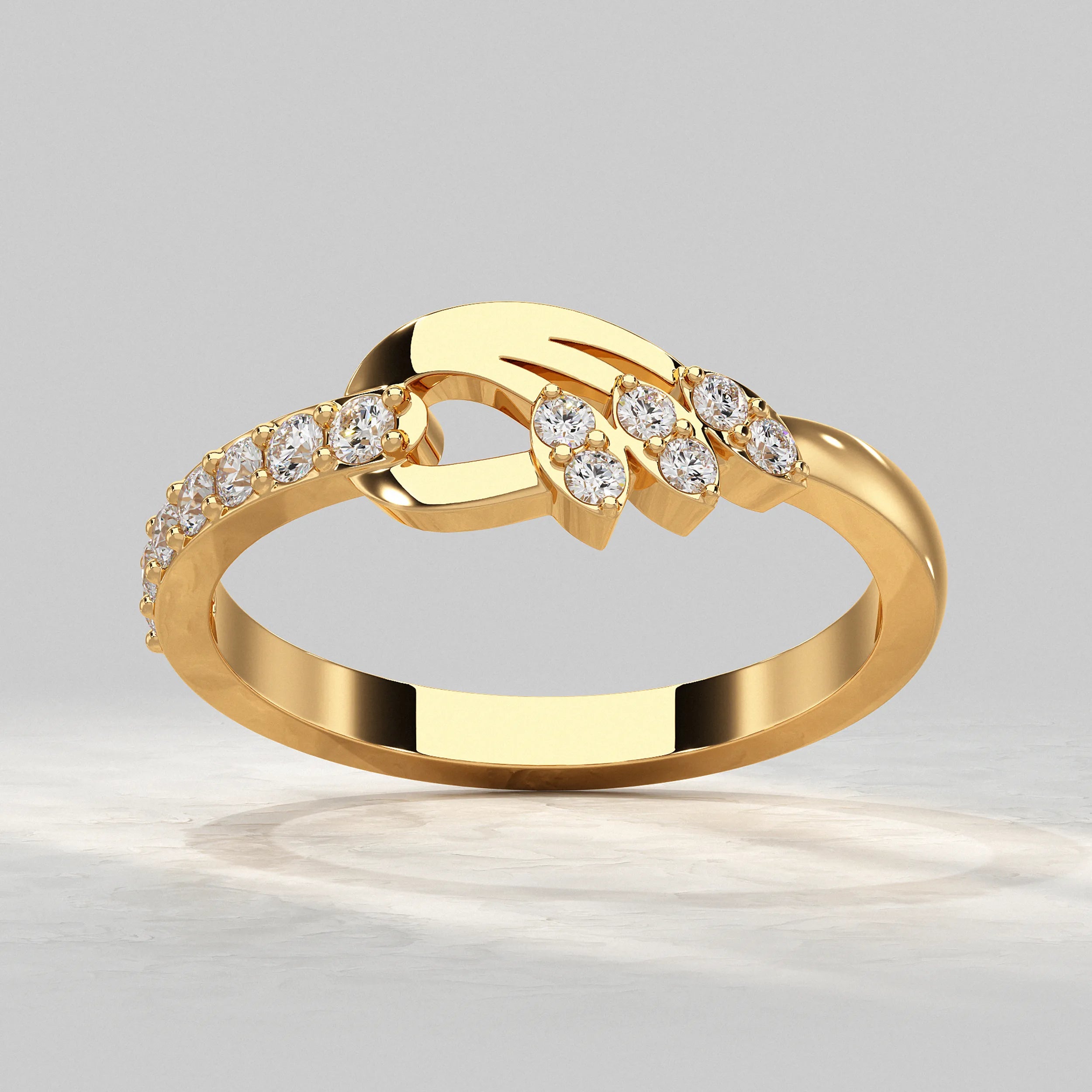 Feather Shaped Lab Diamond Ring Rings