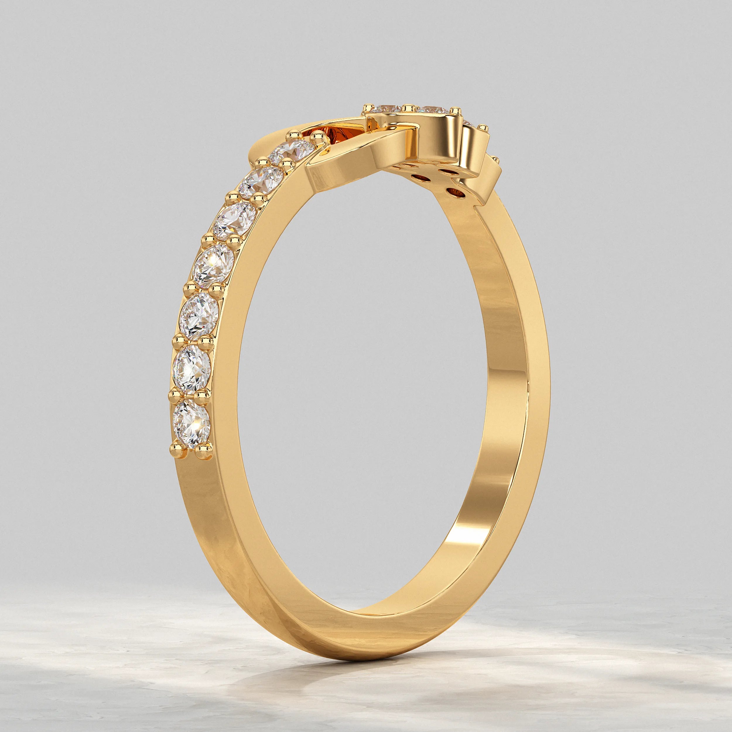 Feather Shaped Lab Diamond Ring Rings