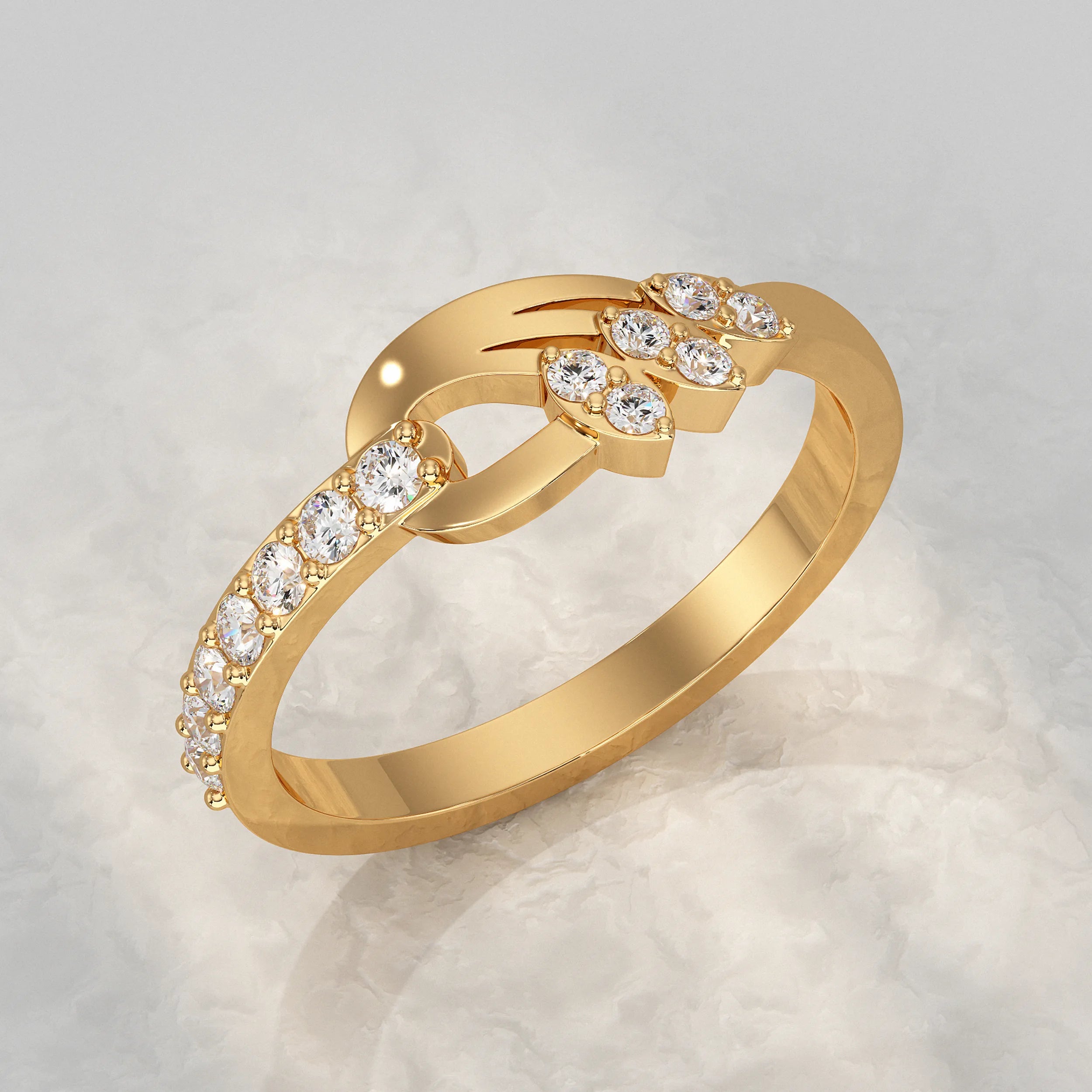 Feather Shaped Lab Diamond Ring Rings