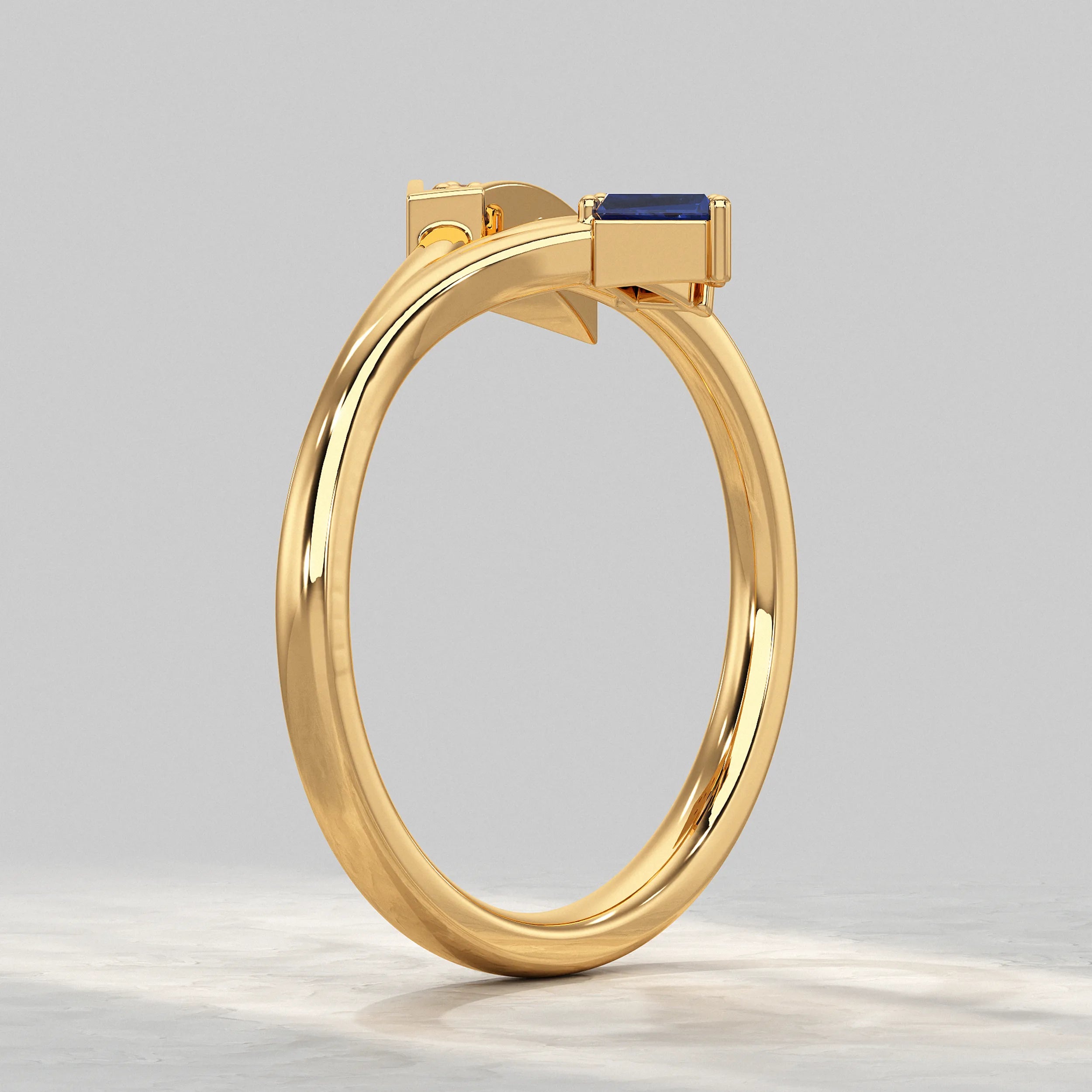Tapered Baguette Lab Gemstone Wedding Band Rings