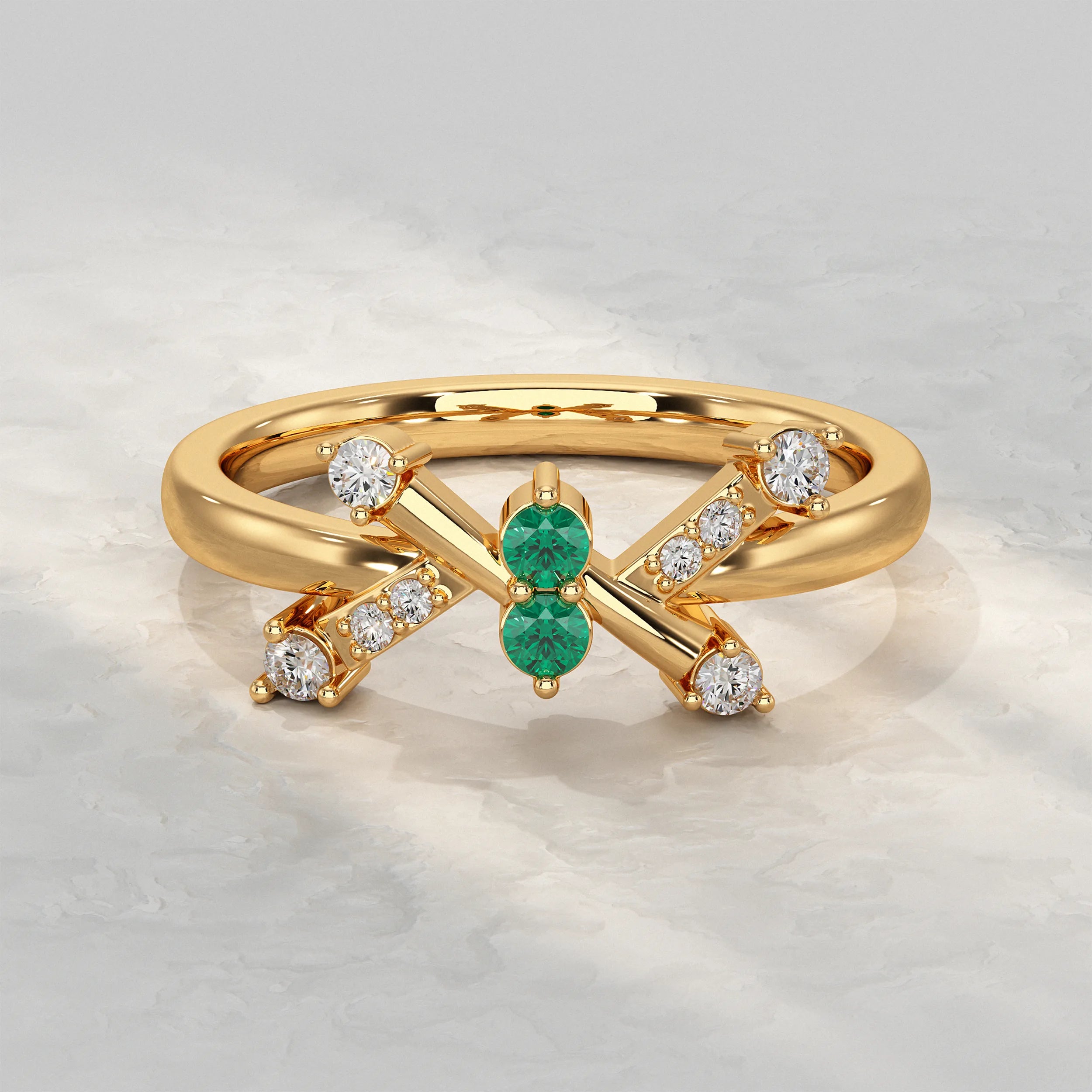 Modern Crossover Round Lab Diamonds Ring Rings