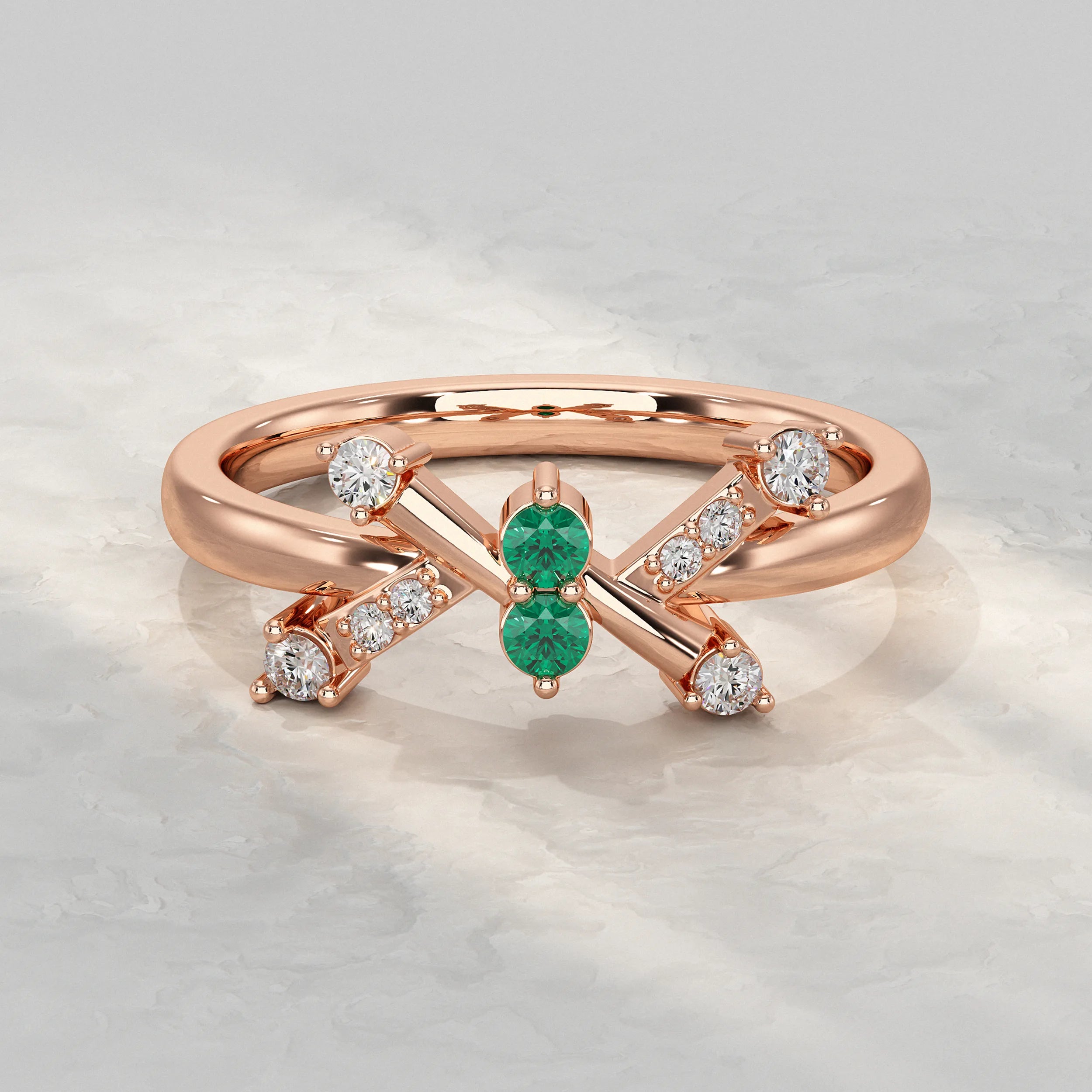 Modern Crossover Round Lab Diamonds Ring Rings