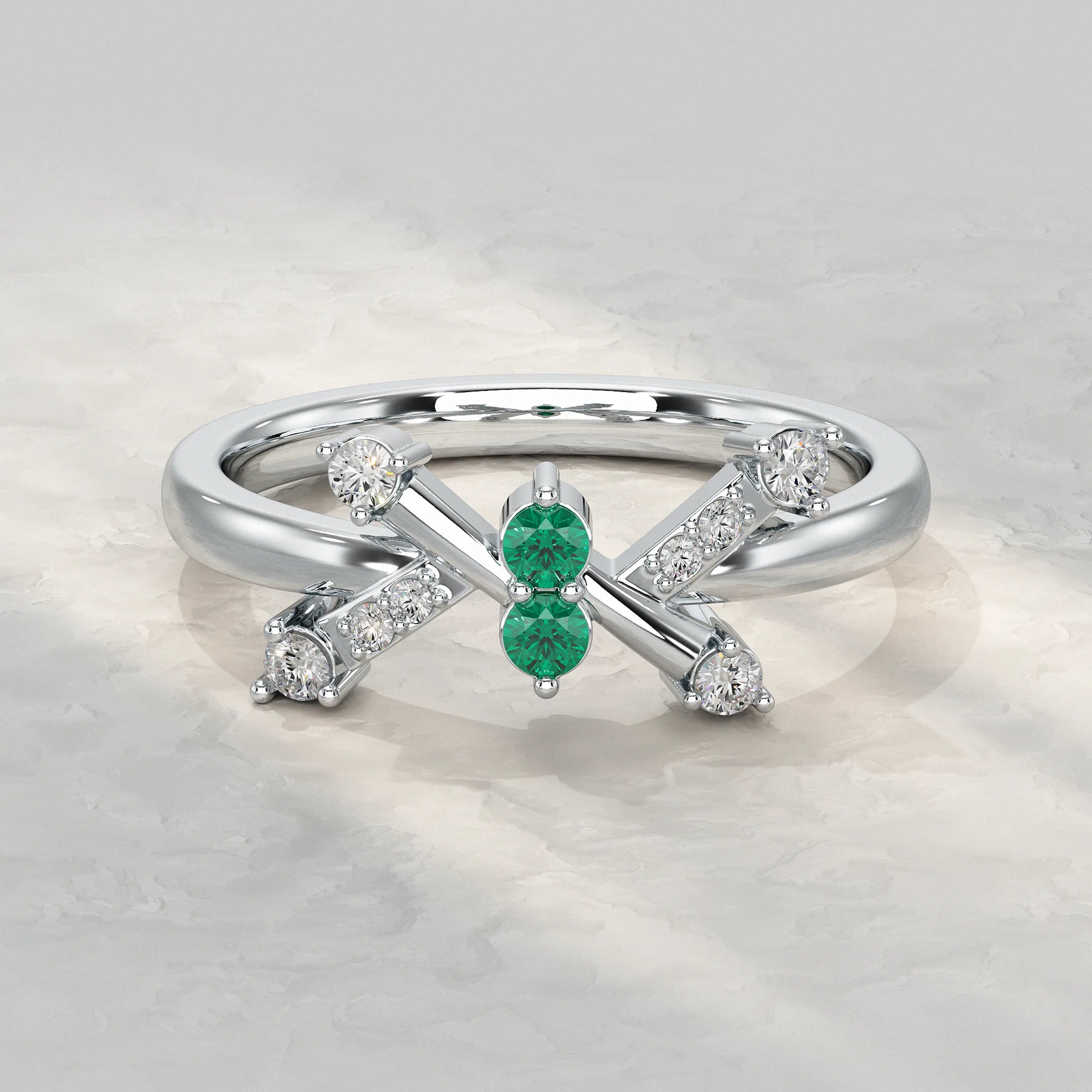 Modern Crossover Round Lab Diamonds Ring Rings