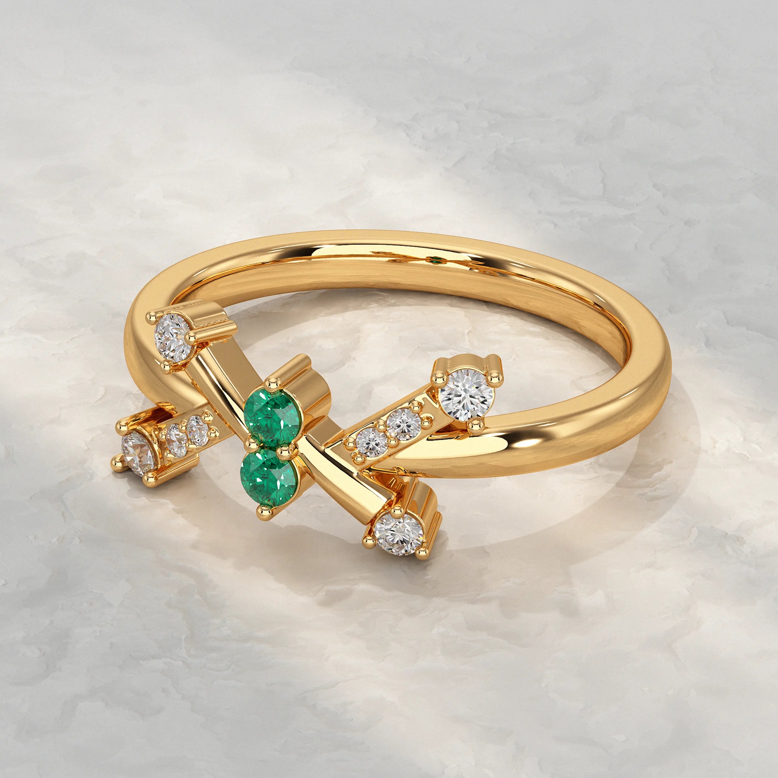 Modern Crossover Round Lab Diamonds Ring Rings