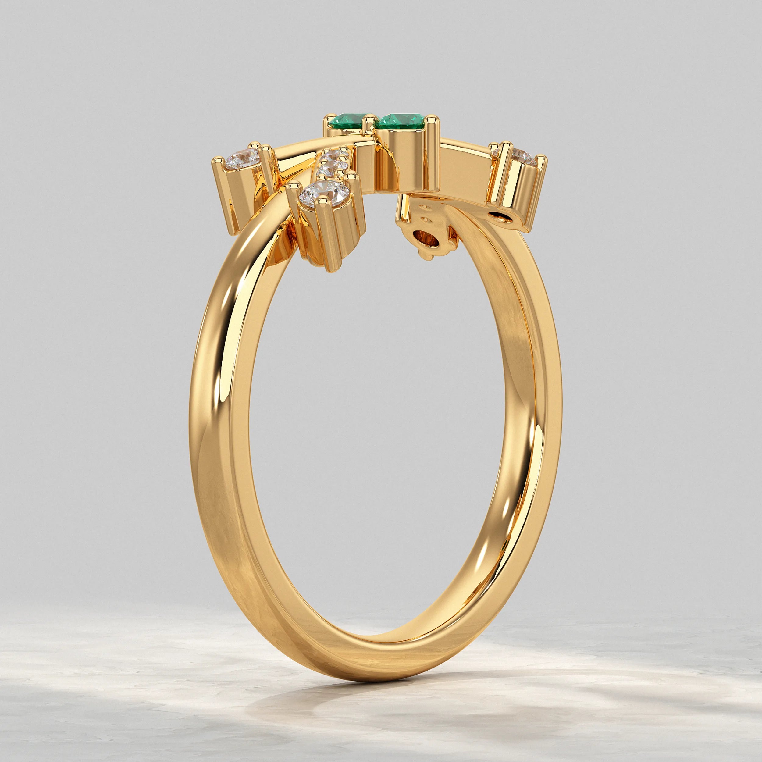 Modern Crossover Round Lab Diamonds Ring Rings