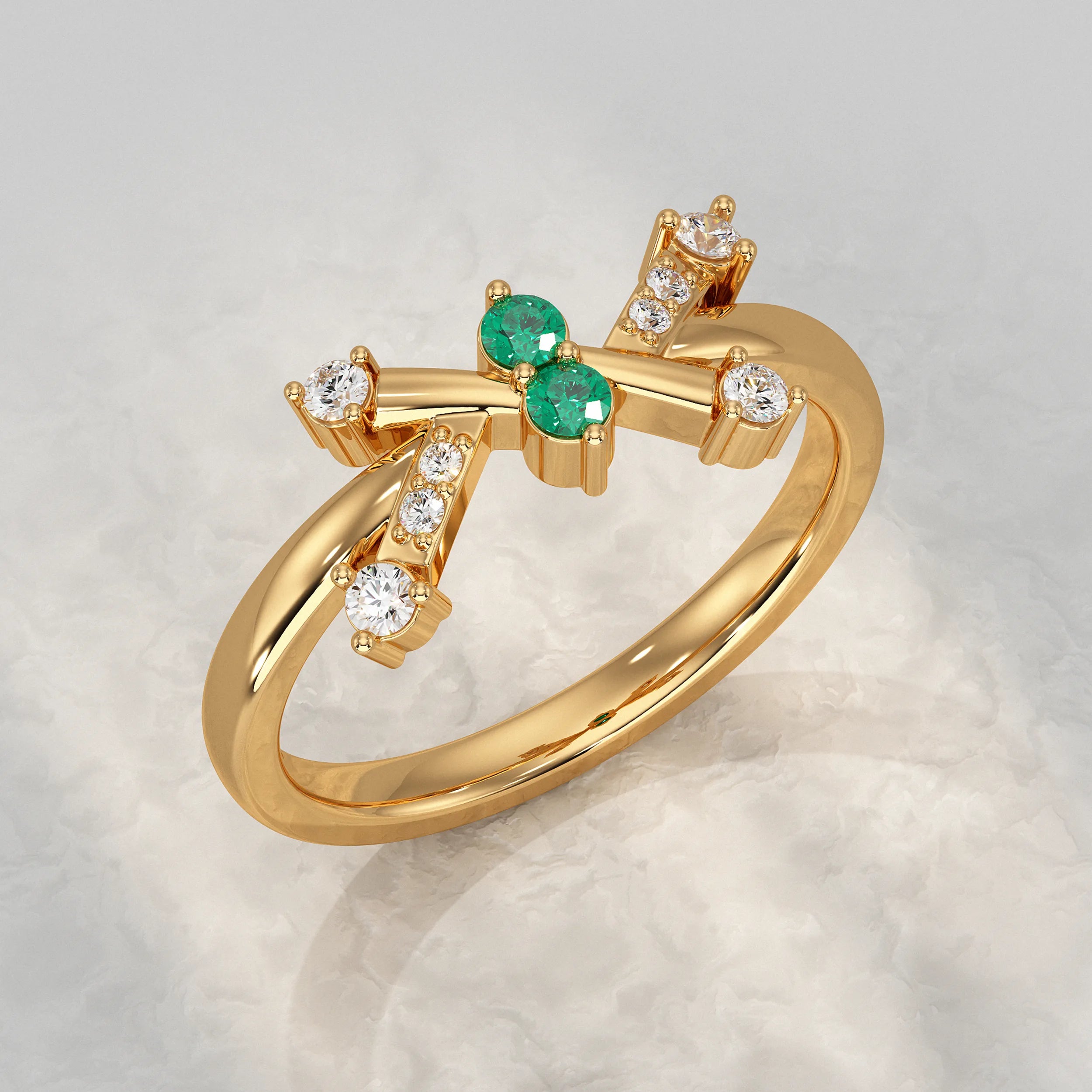 Modern Crossover Round Lab Diamonds Ring Rings