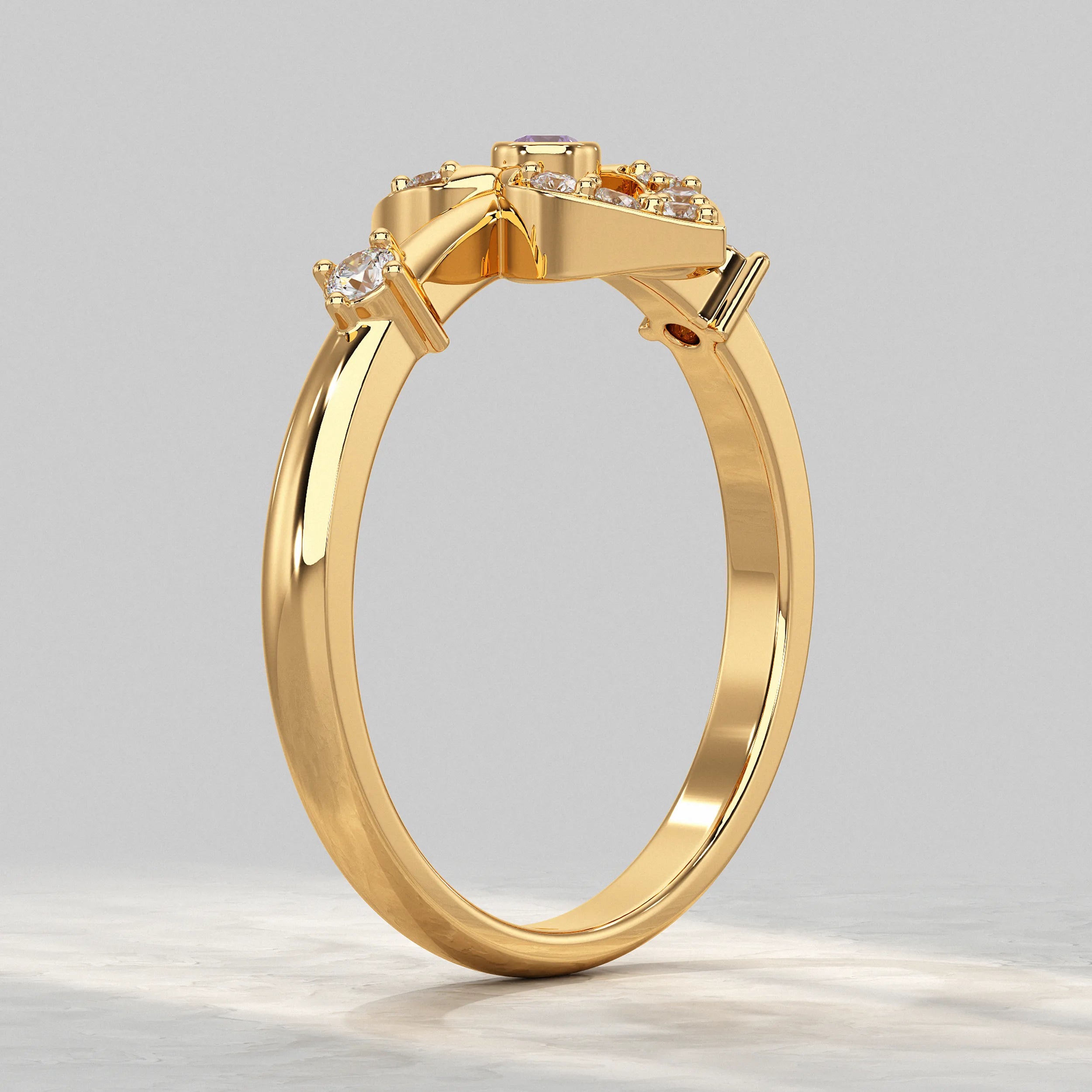 Amethyst Floral Lab Diamond Ring Rings