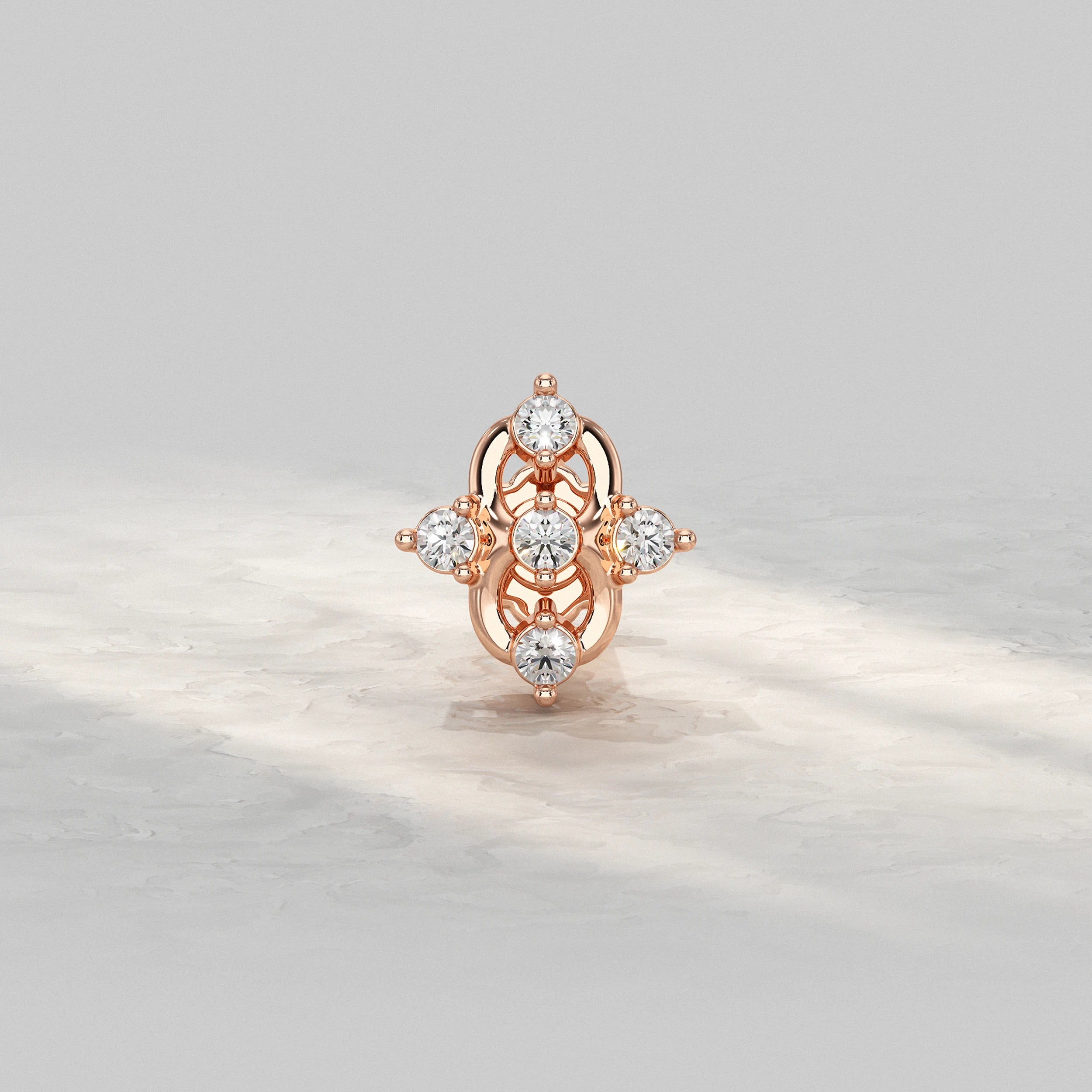 Round Cluster Diamond Nose Pin Nose Pin