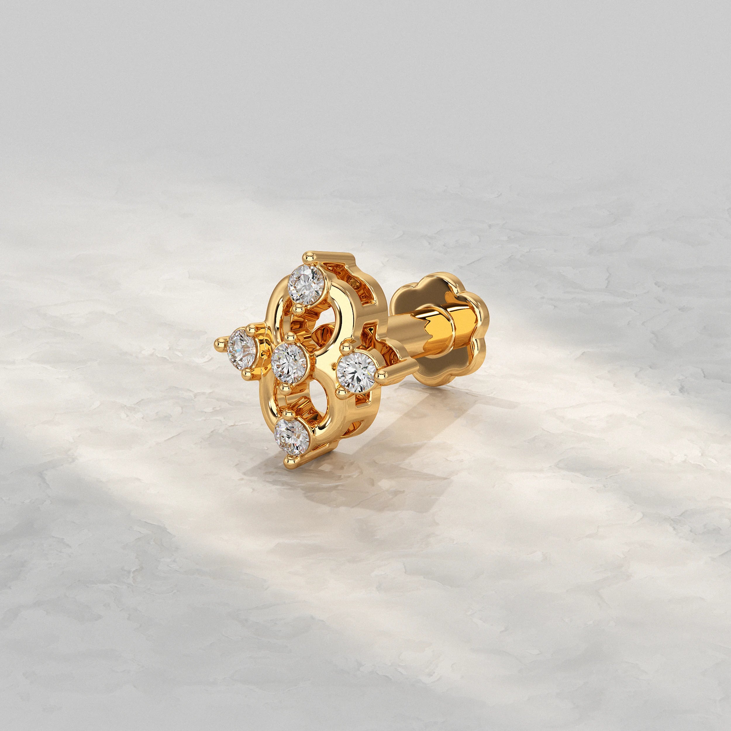 Round Cluster Diamond Nose Pin Nose Pin