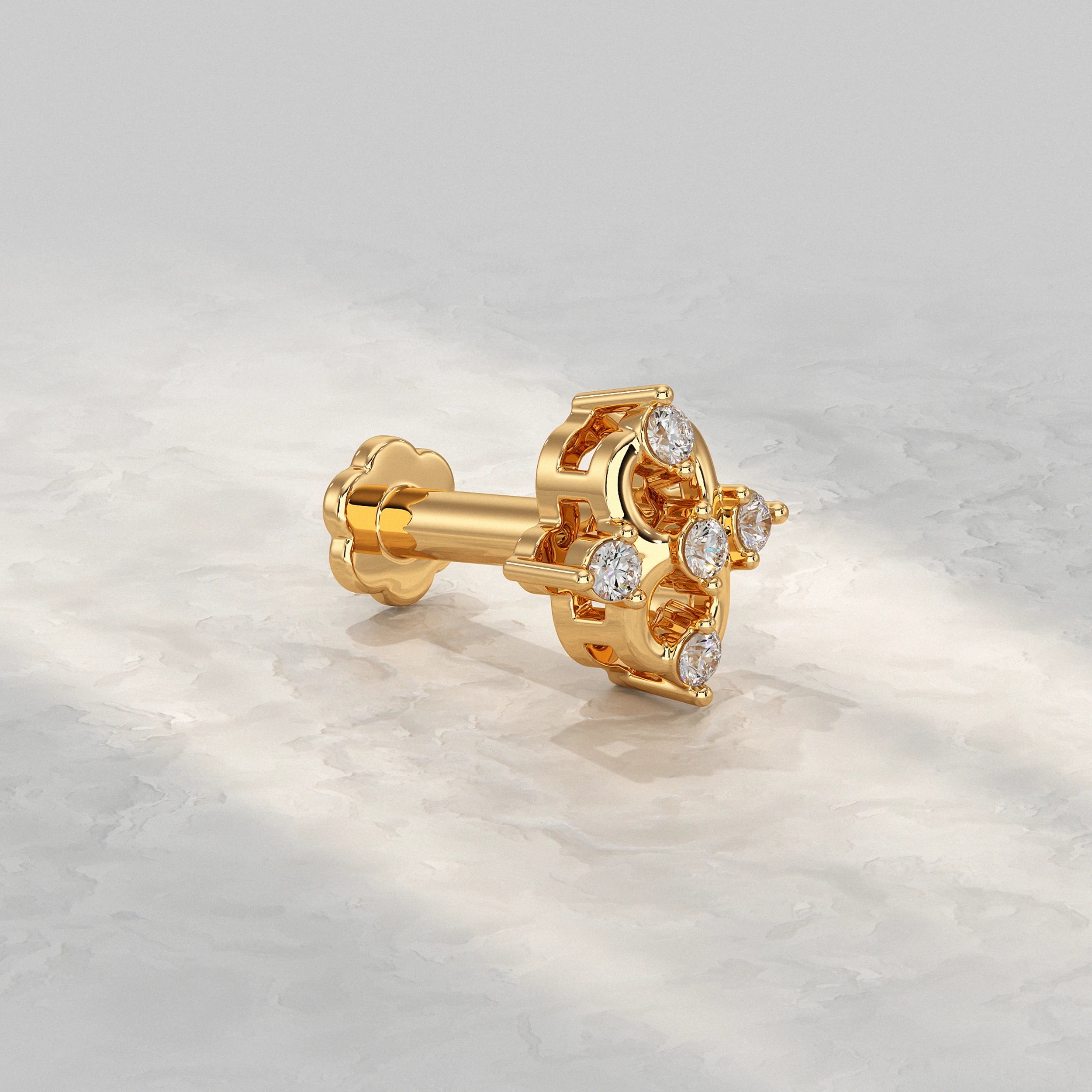 Round Cluster Diamond Nose Pin Nose Pin