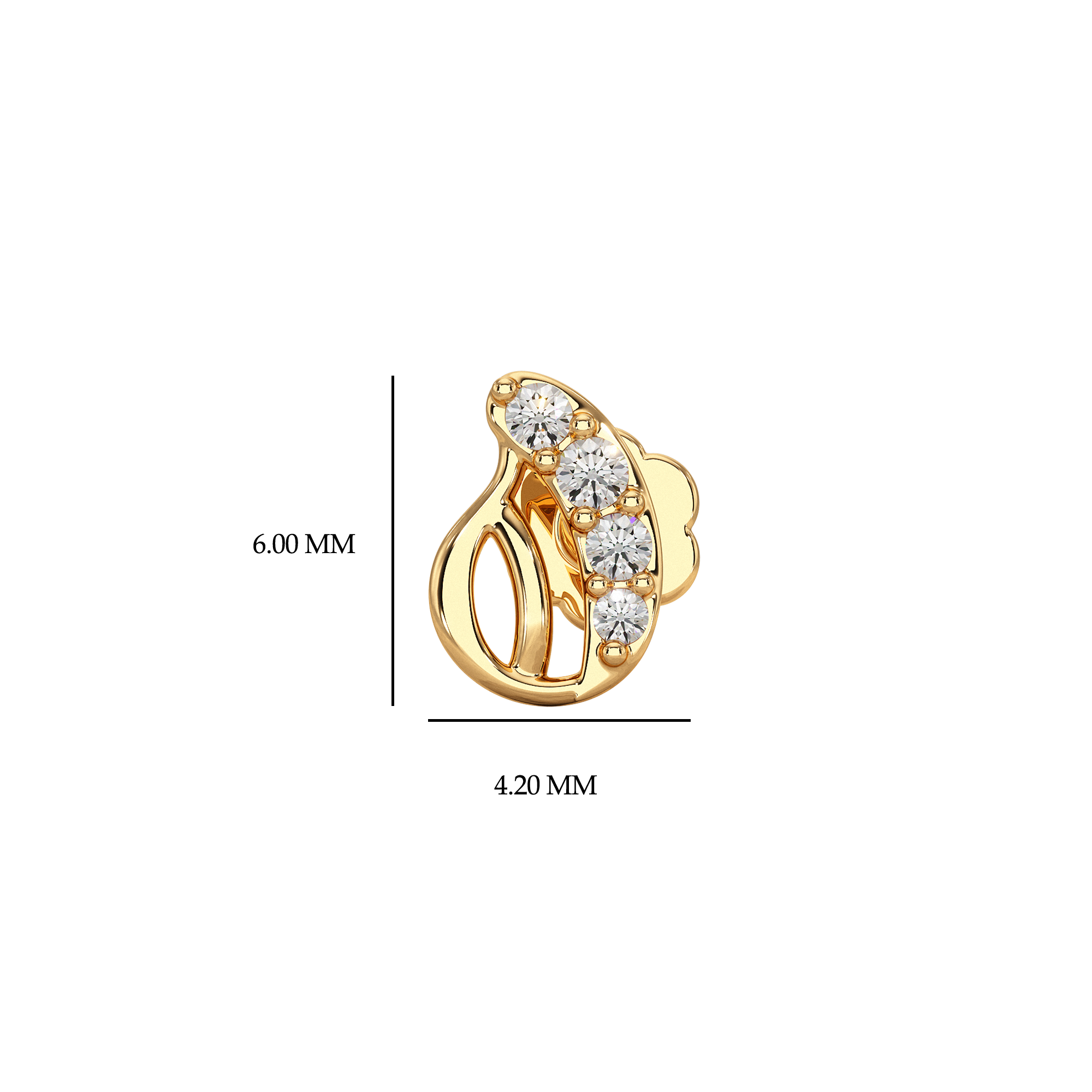 Paisley Round Diamond Nose Pin Nose Pin