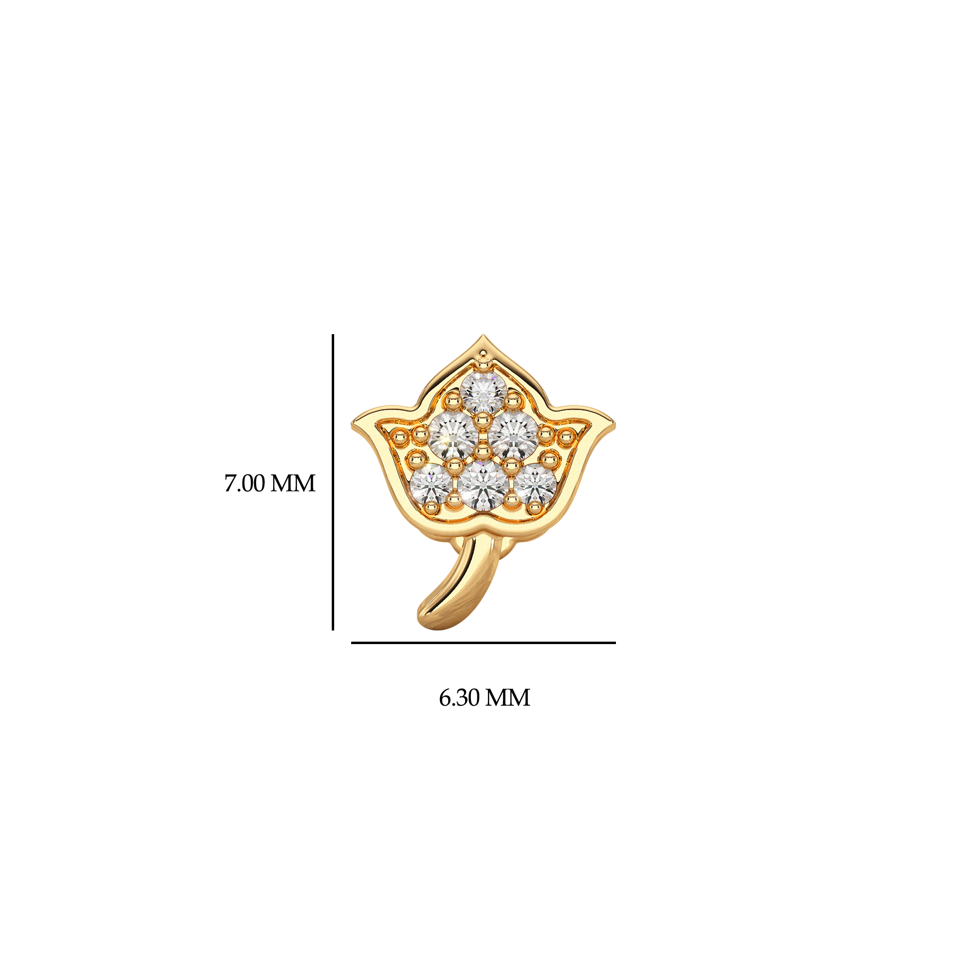 Lotus Shape Diamond Nose Pin Nose Pin