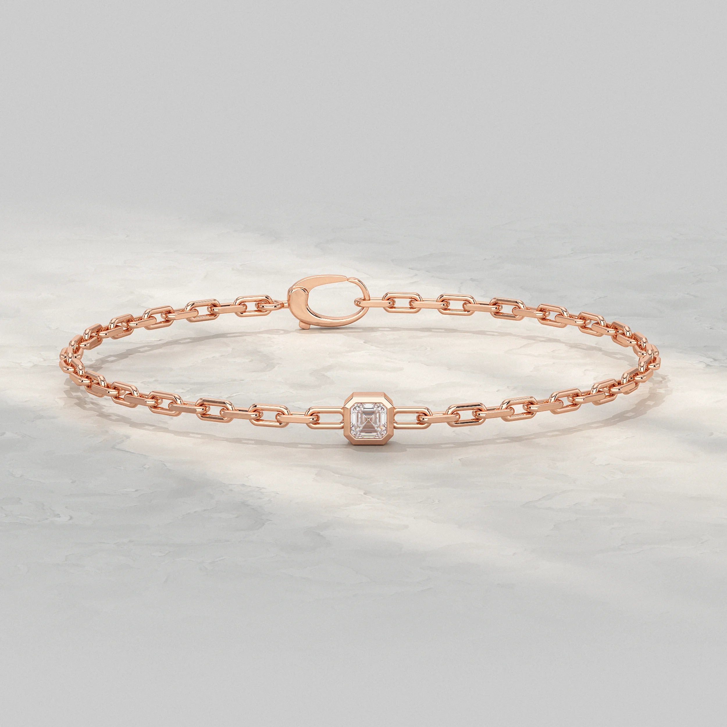 Asscher Cut Bezel Set Paper Clip Bracelet Bracelet