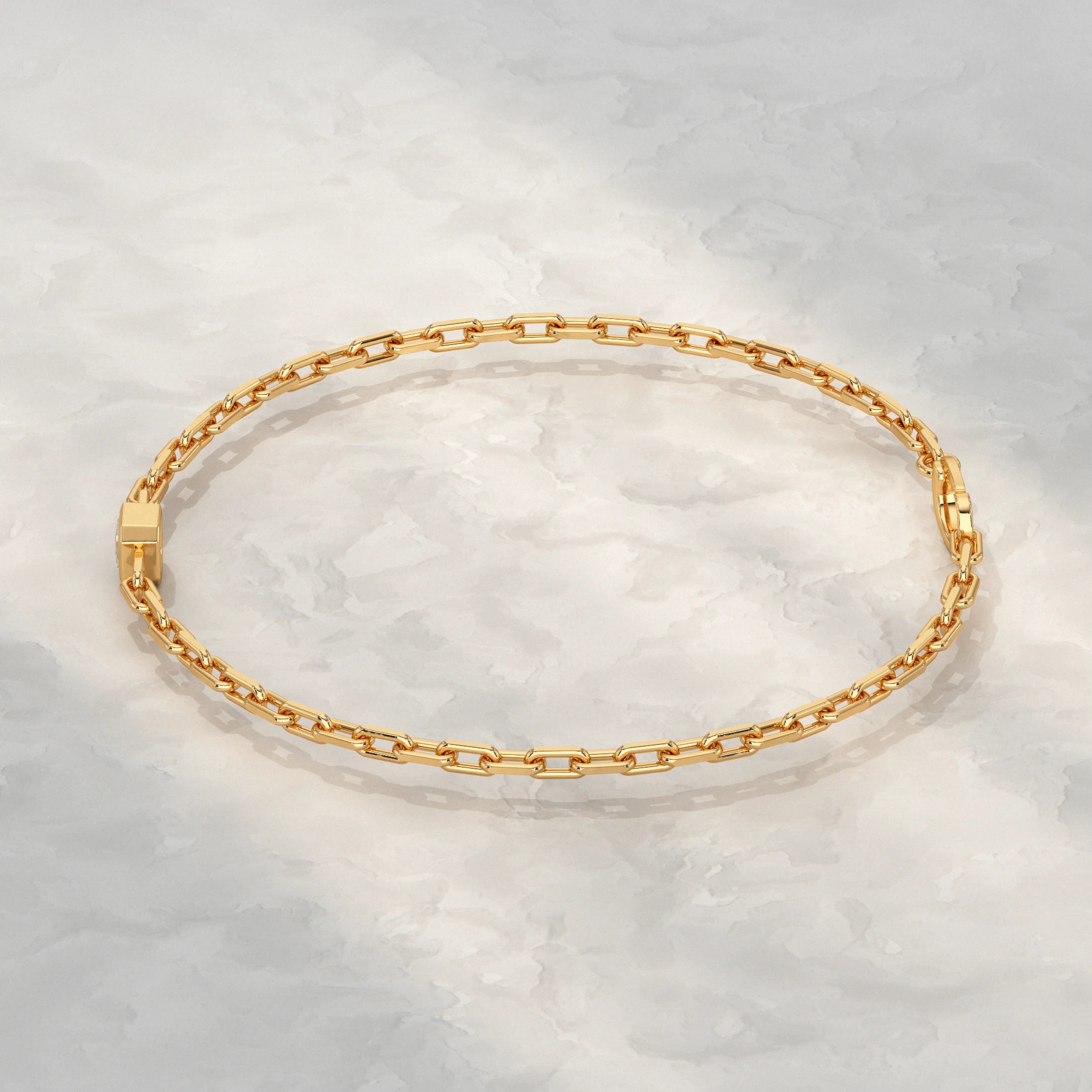Asscher Cut Bezel Set Paper Clip Bracelet Bracelet