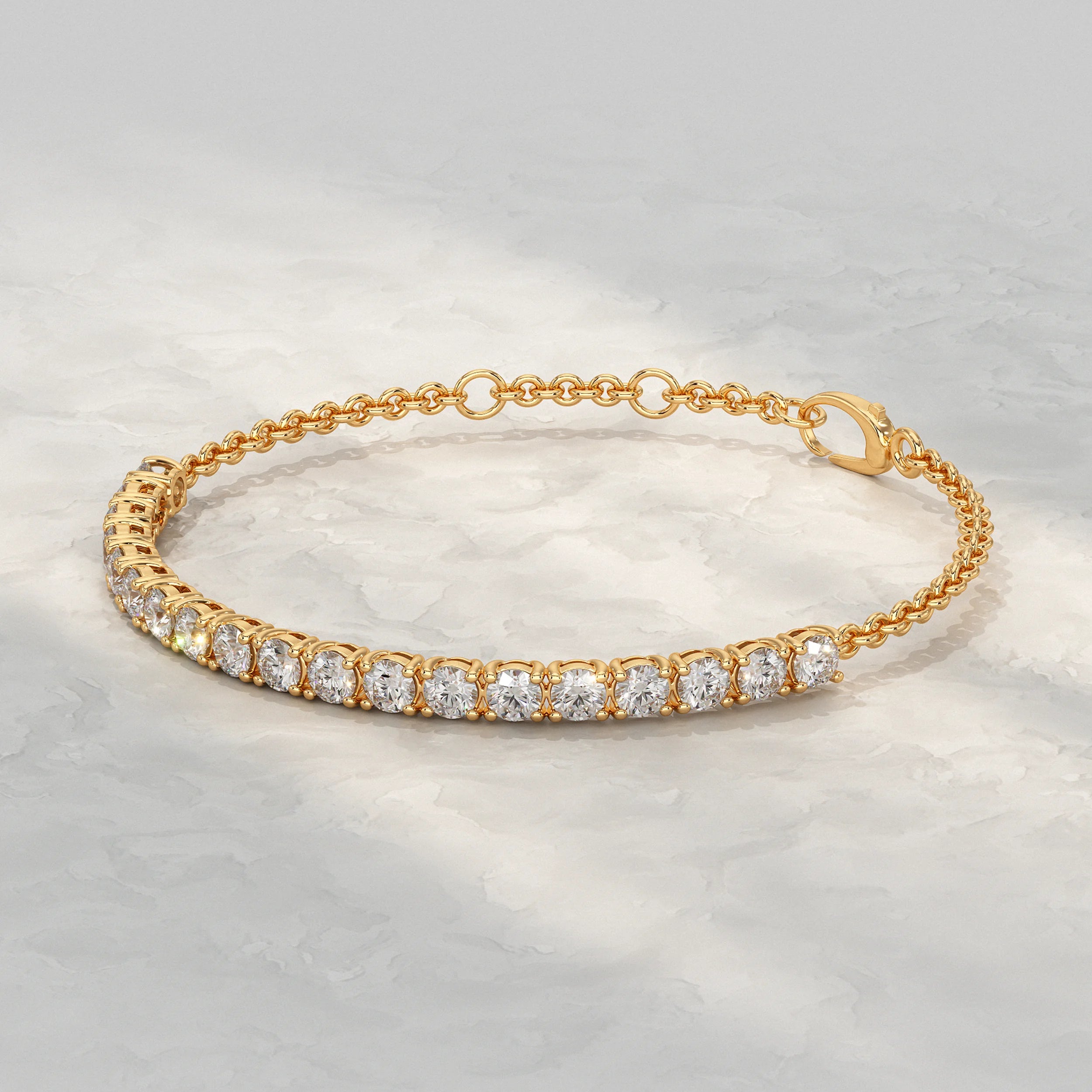 Round Lab Diamond Half Tennis Bracelet Bracelet