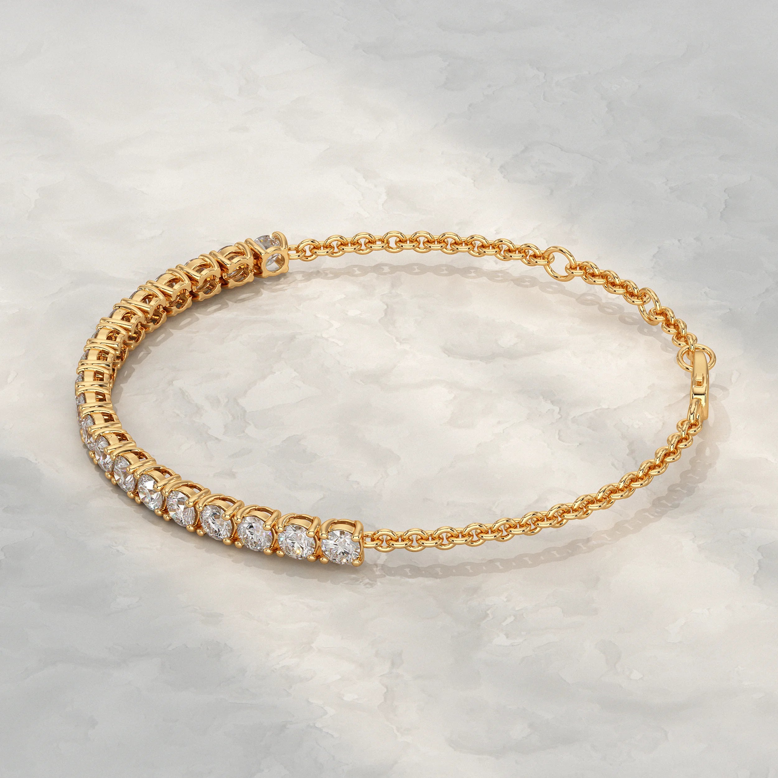 Round Lab Diamond Half Tennis Bracelet Bracelet