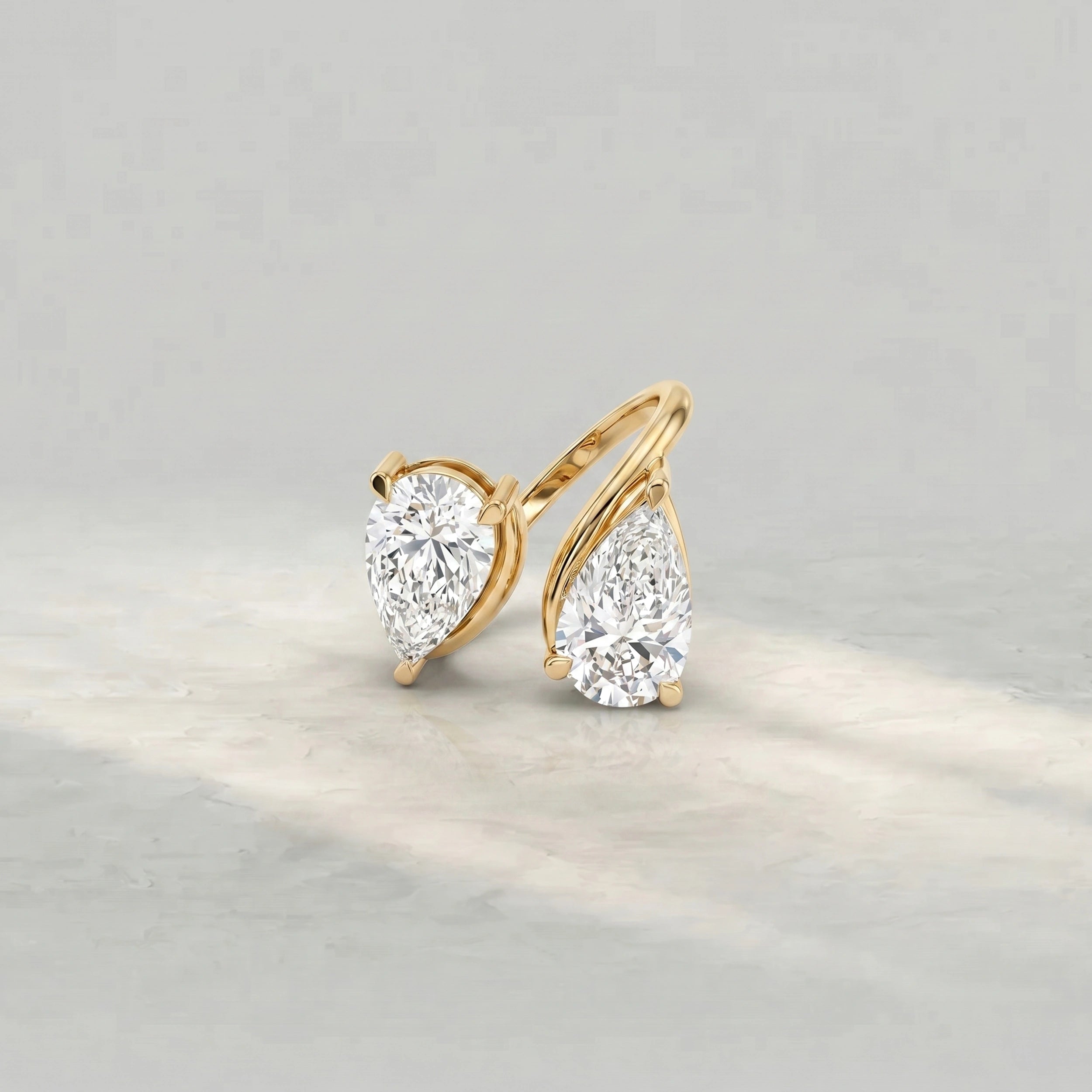 Bypass Pear Lab Diamond Two Stone Ring Rings
