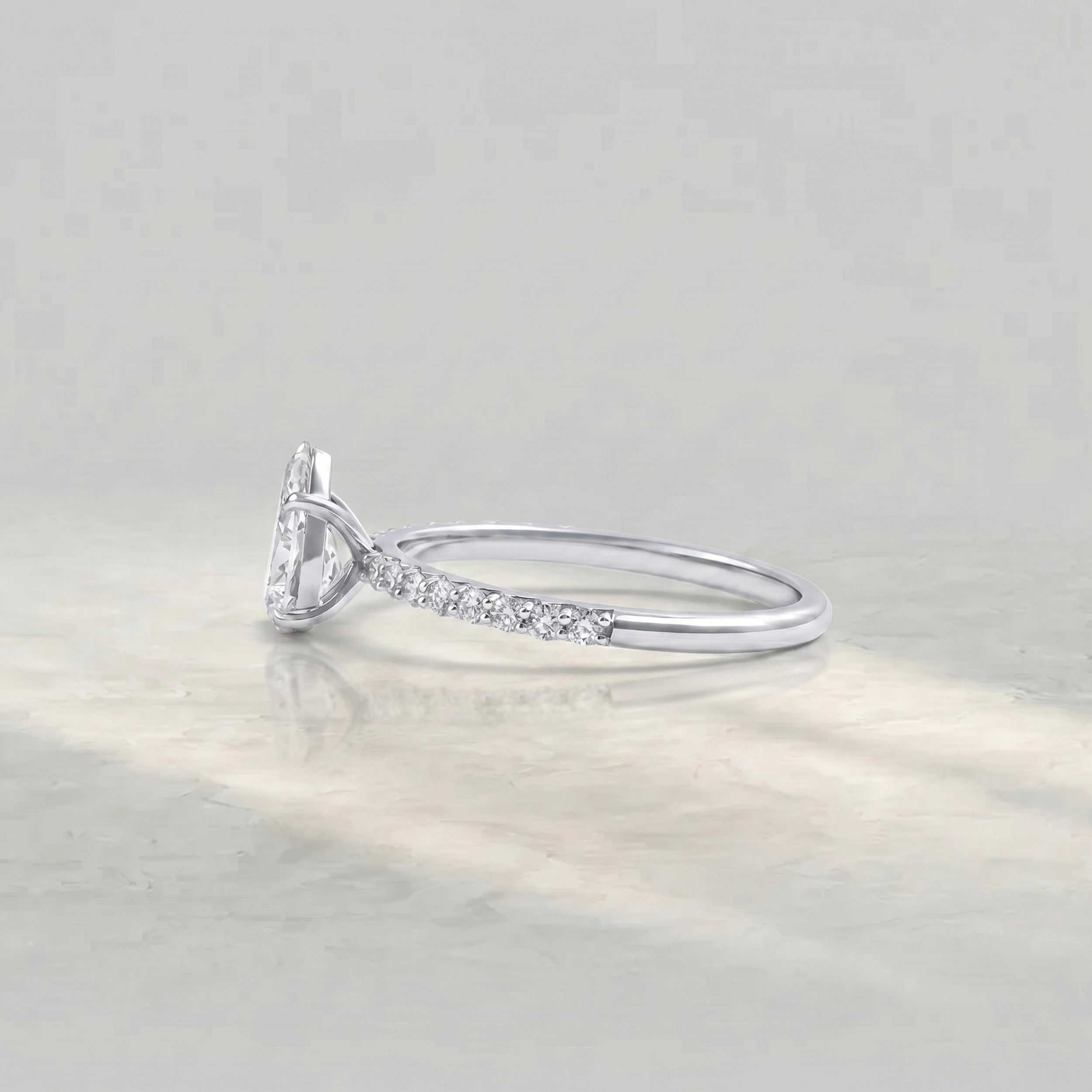 Pear Lab Diamond Solitaire Accent Ring Rings