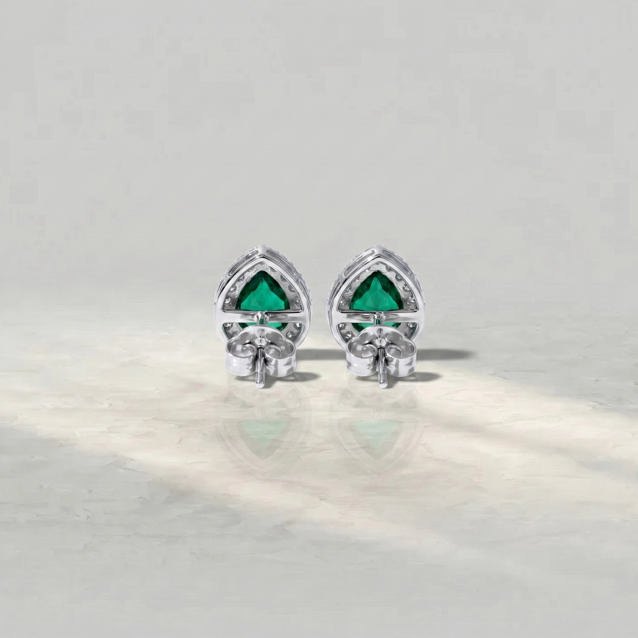 Emerald Pear Gemstone Halo Stud Earrings Earrings