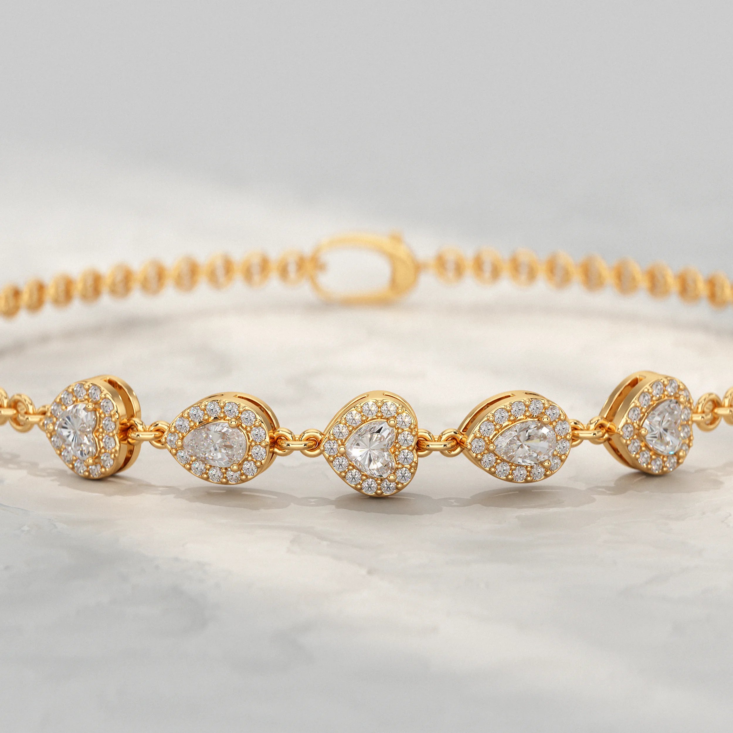 Five Stone Lab Diamond Halo Bracelet Bracelet