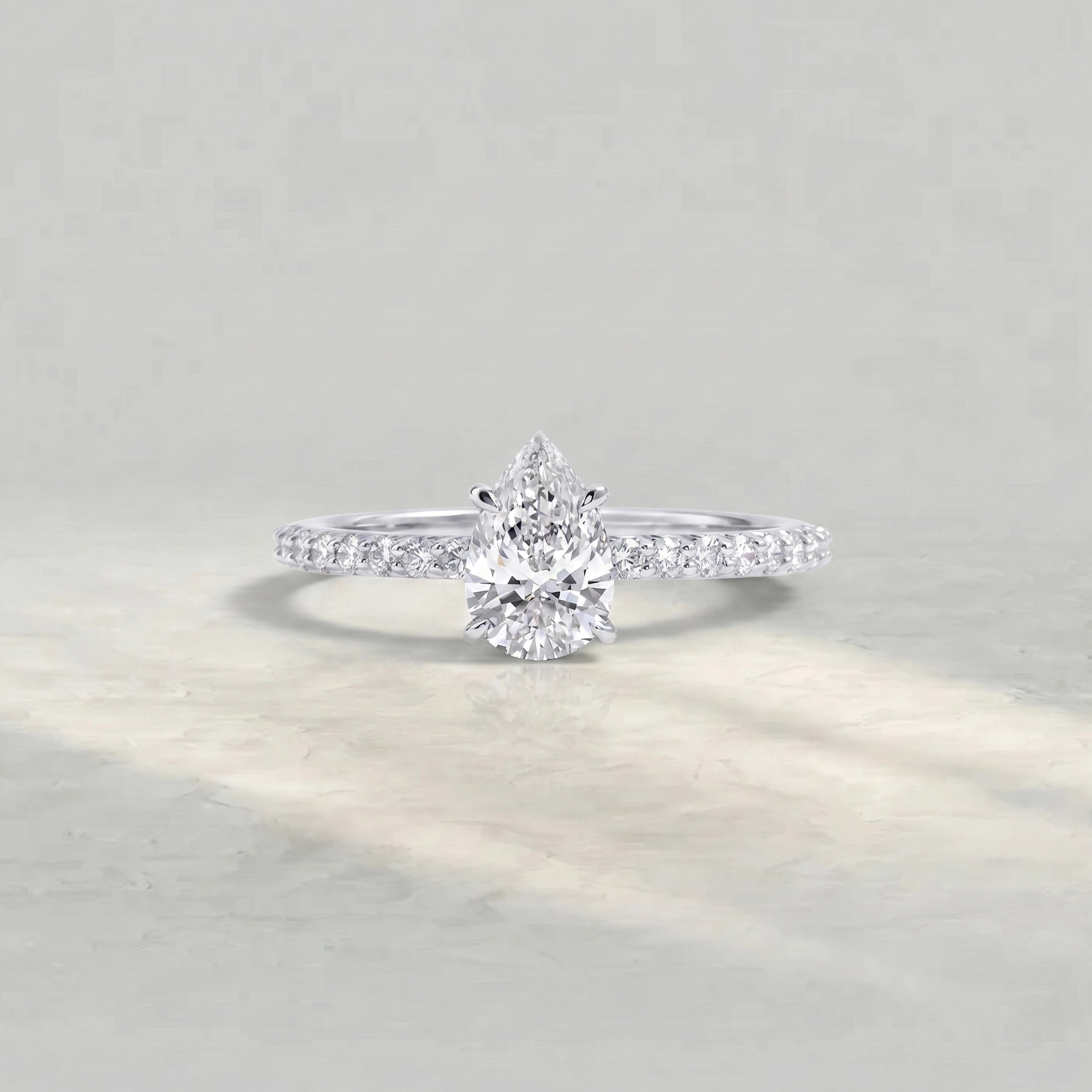 Pear Lab Diamond Solitaire Accent Ring Rings