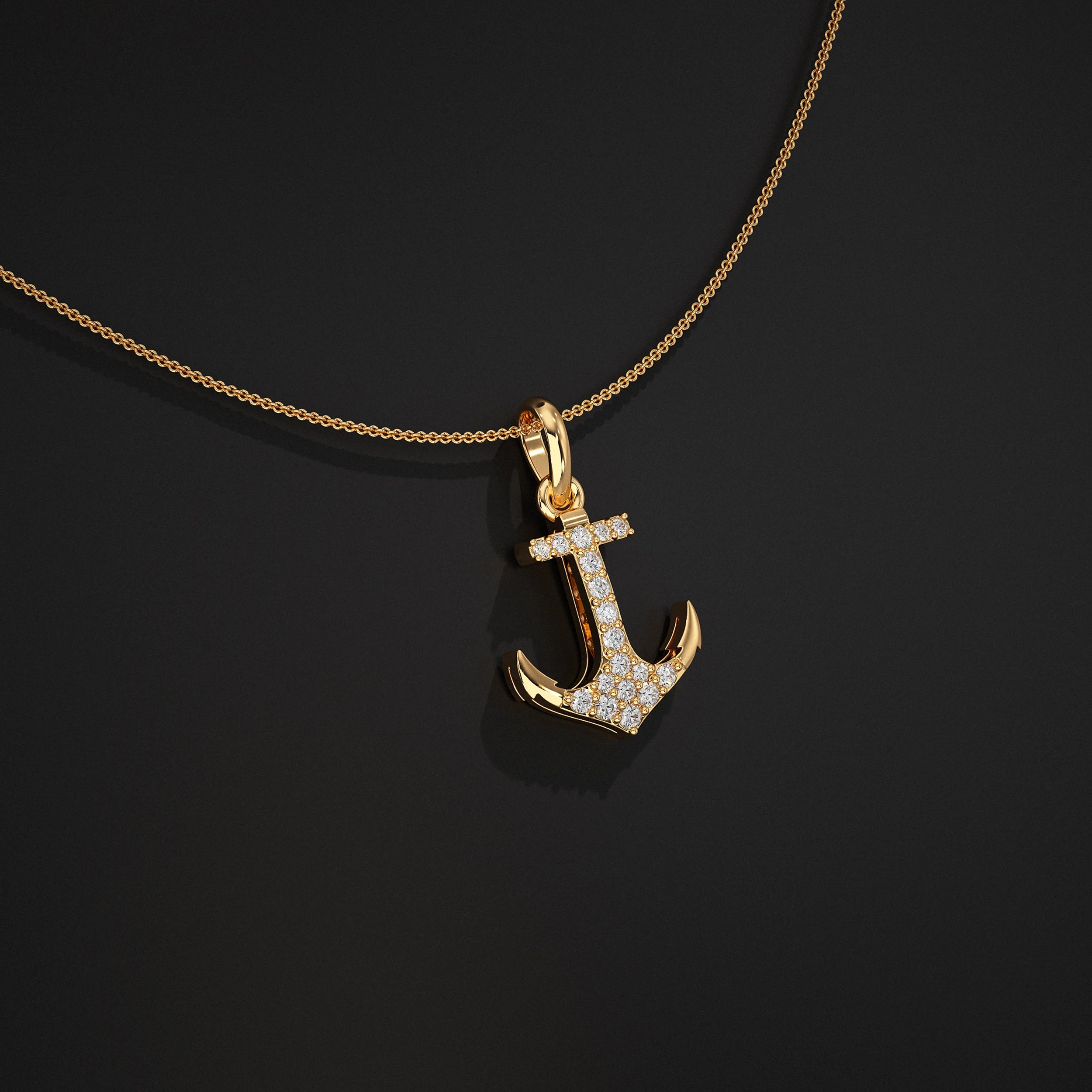Anchor Lab Grown Diamond Pendants For Men`s Pendant