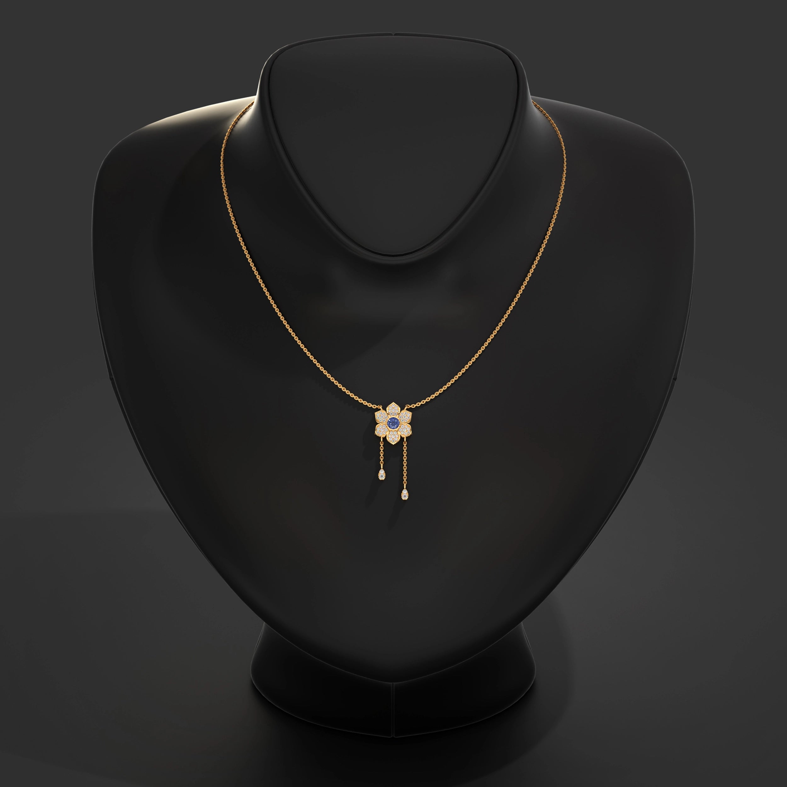 Flower Petal Pendant With Drop Chains Pendant