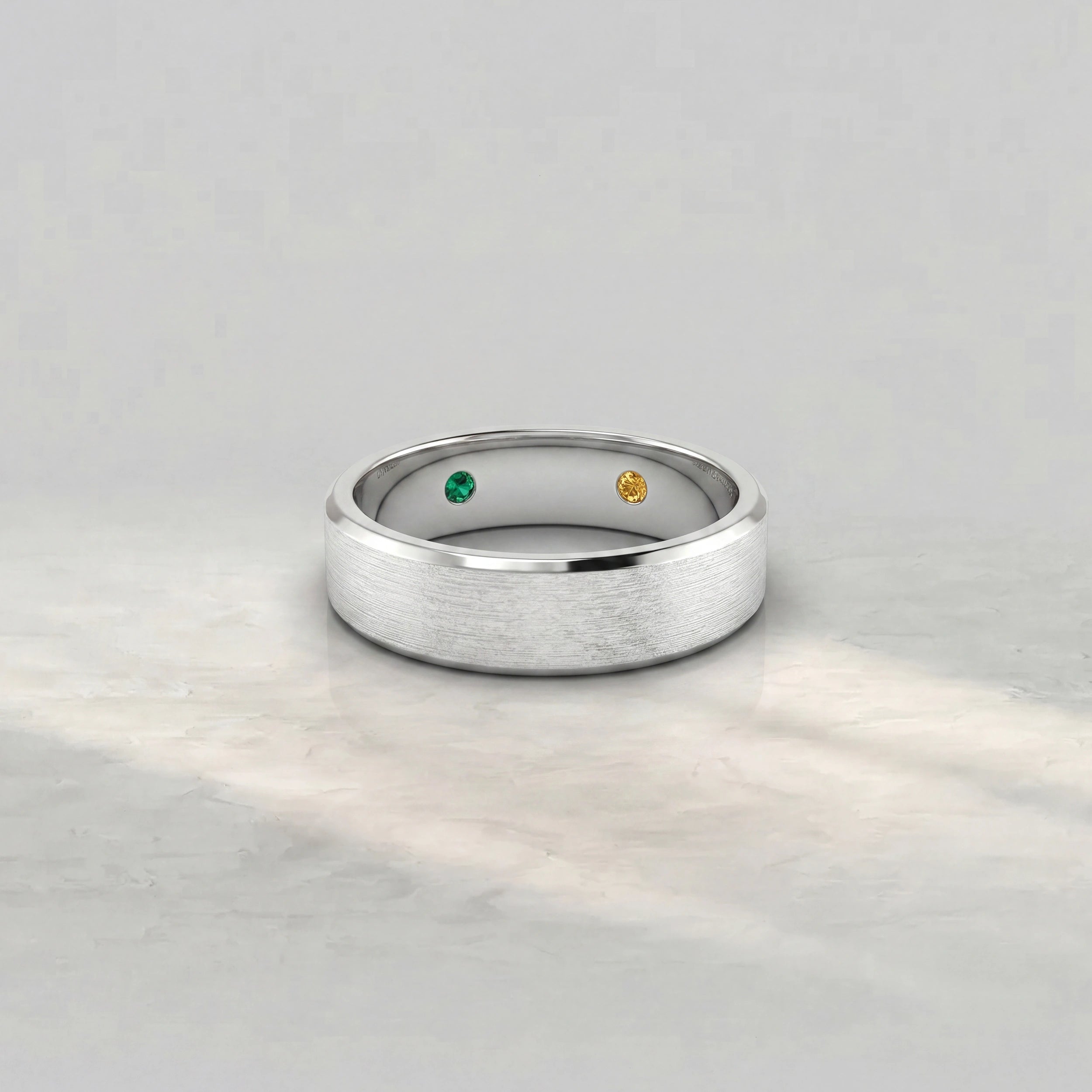 Plain Round Gemstone Inside Men's Band Band