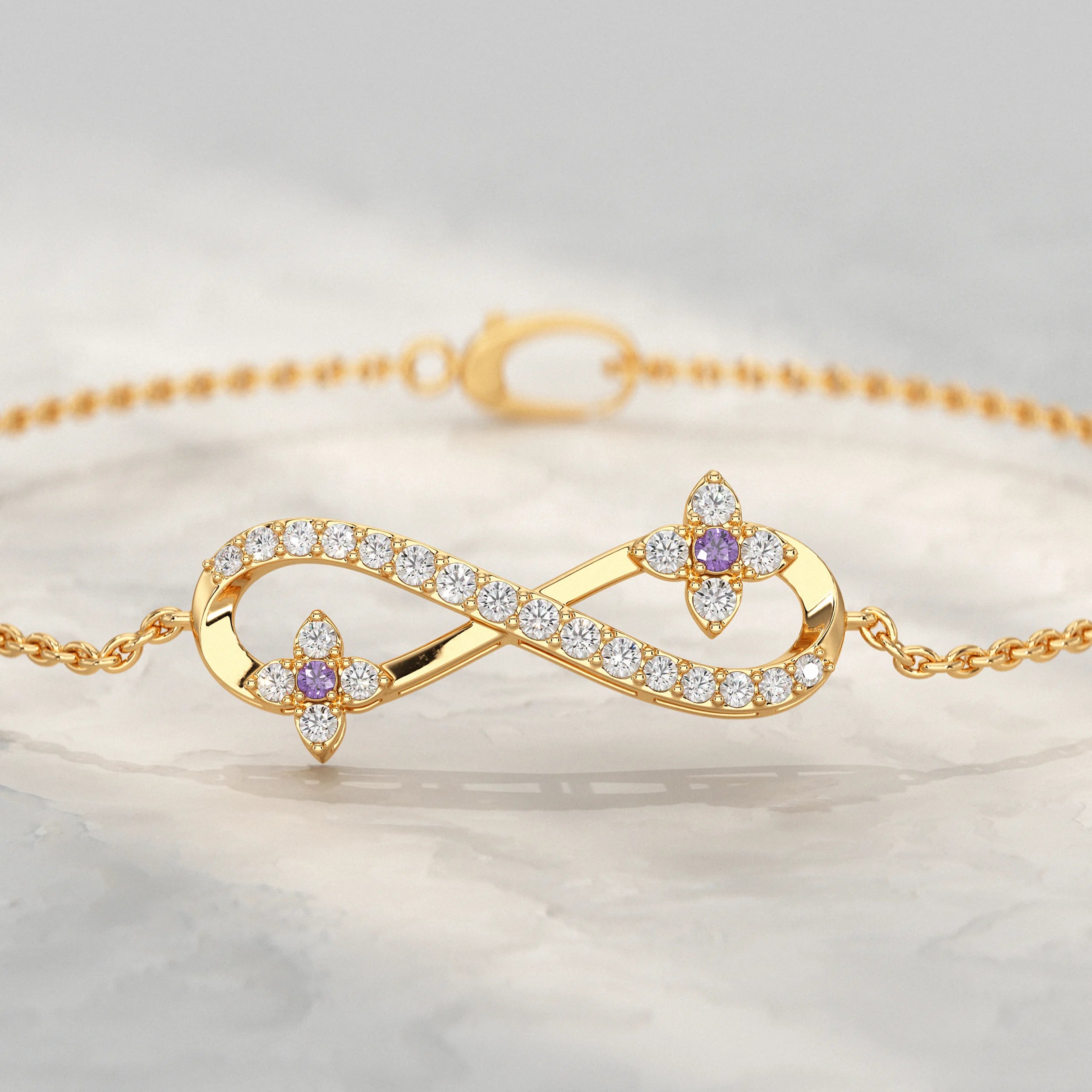 Round Lab Diamond Infinity Charm Chain Bracelet Bracelet
