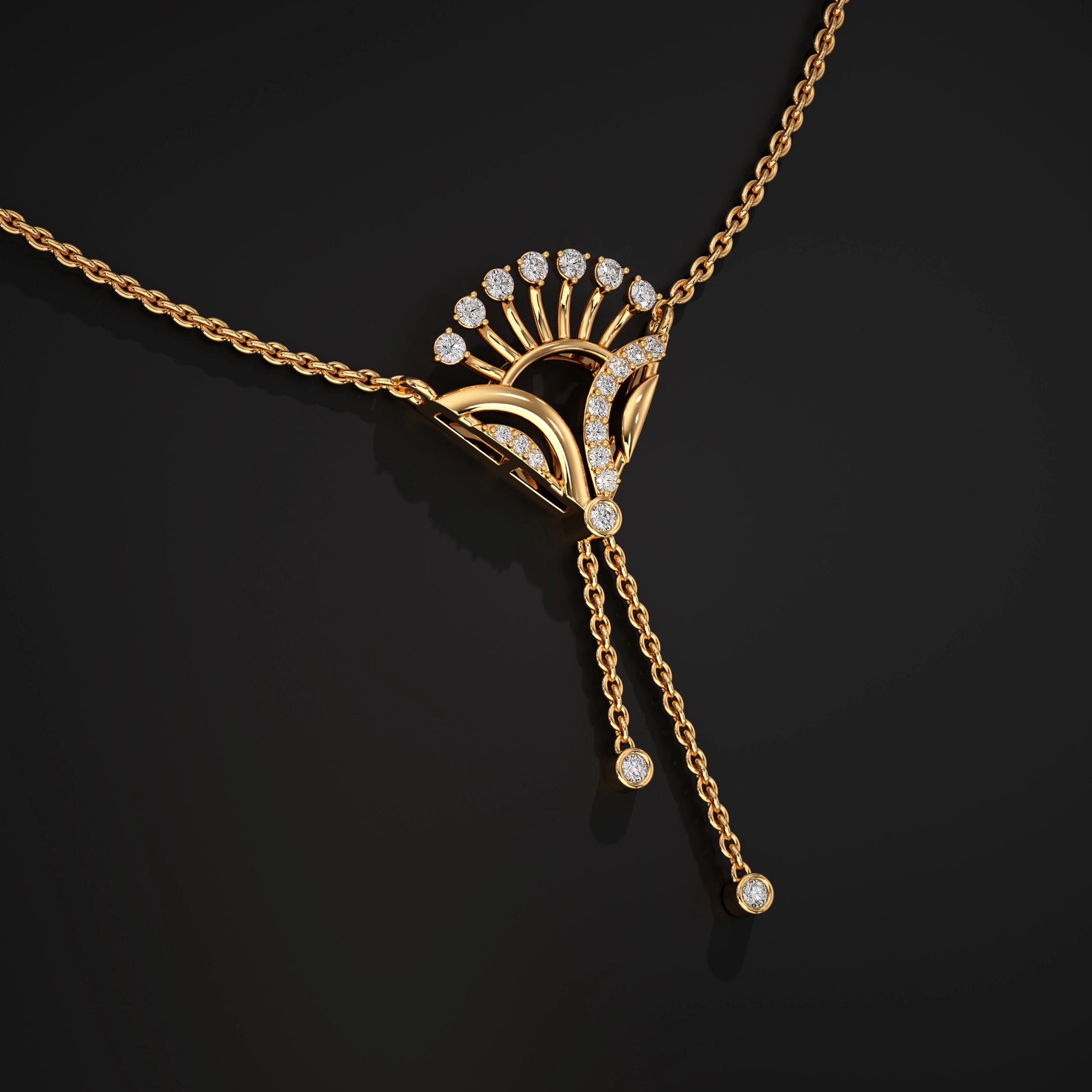 Diamond Pendant with Drop Chains Pendant