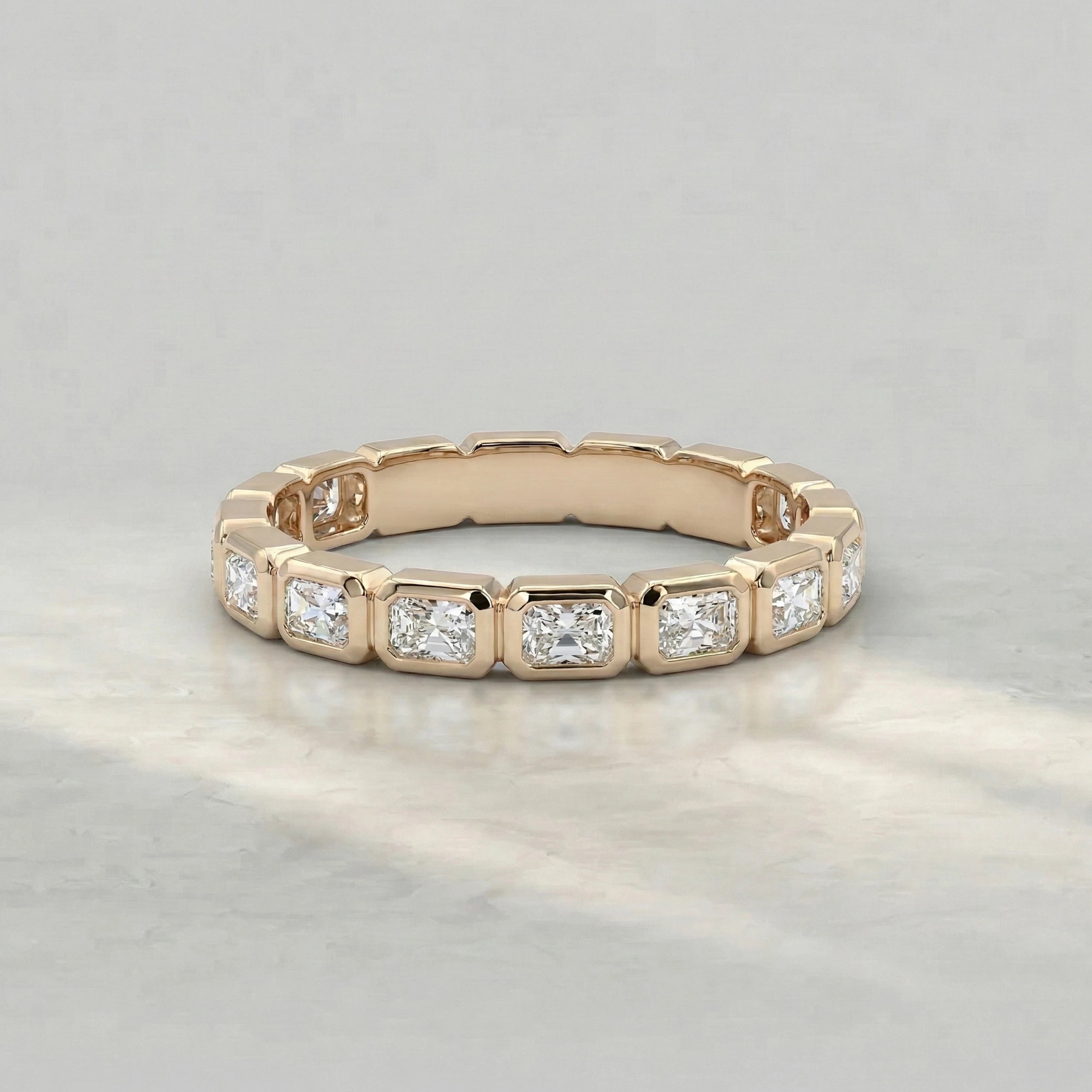 Bezel Set Radiant Cut Eternity Wedding Band Band