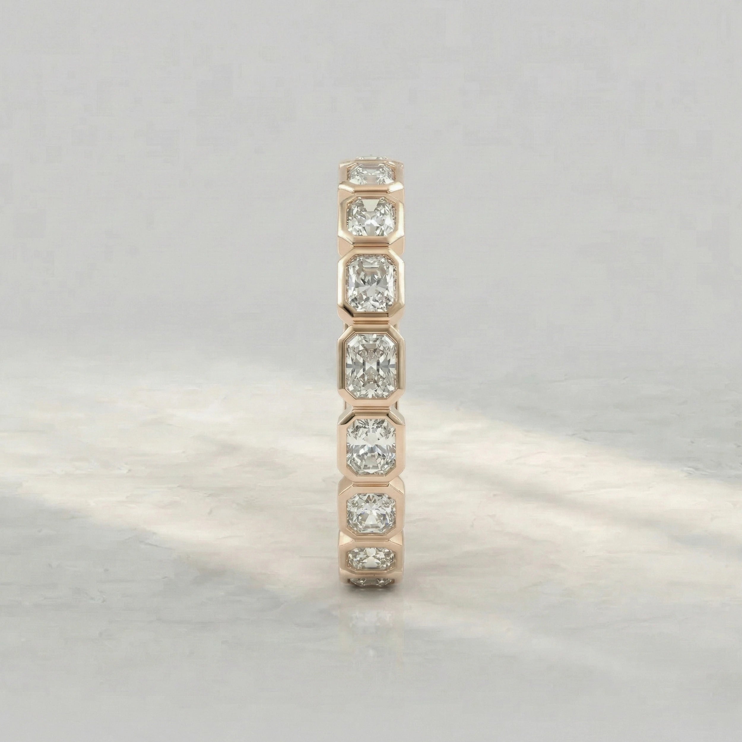 Bezel Set Radiant Cut Eternity Wedding Band Band