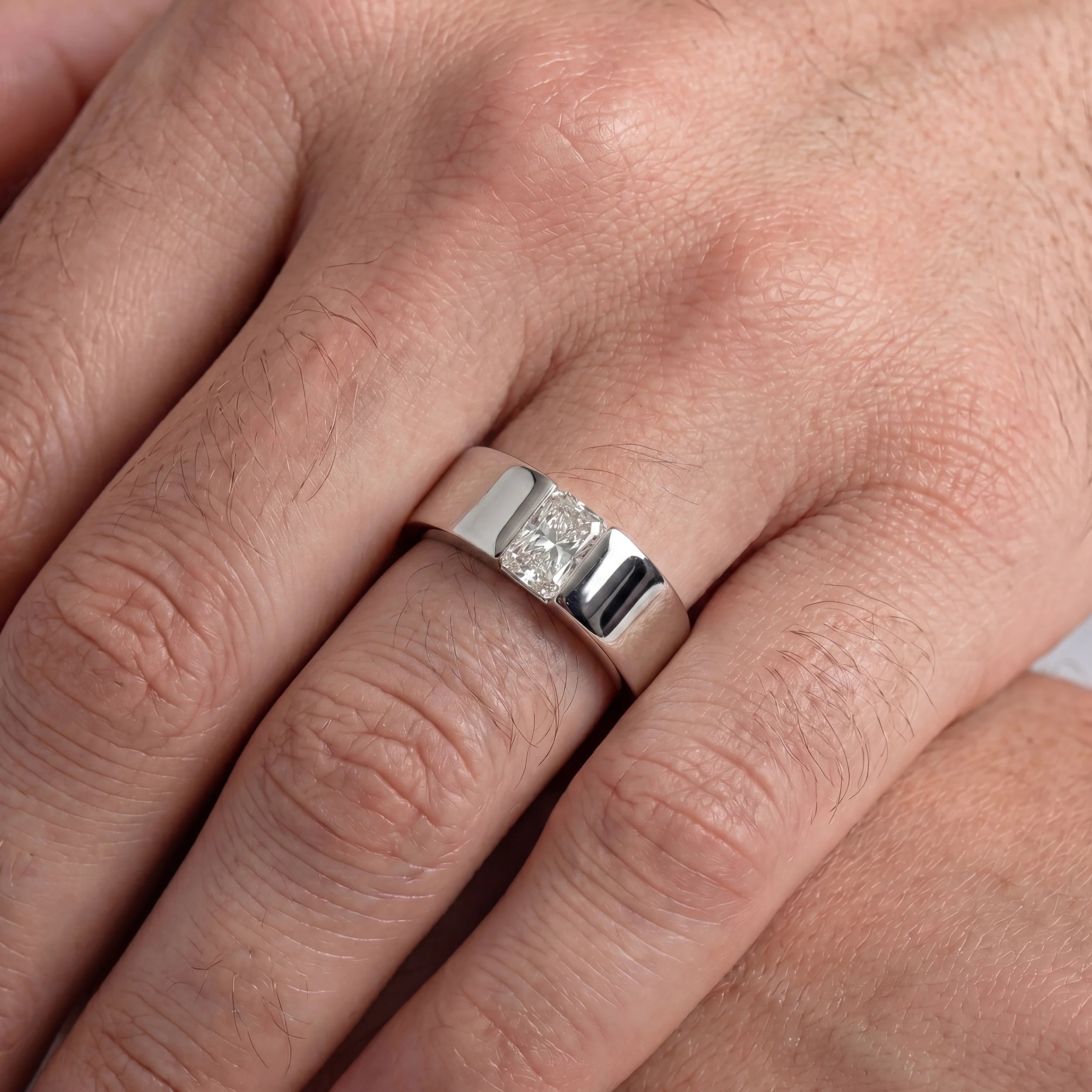 Radiant Cut Lab Diamond Men's Wedding Band Band