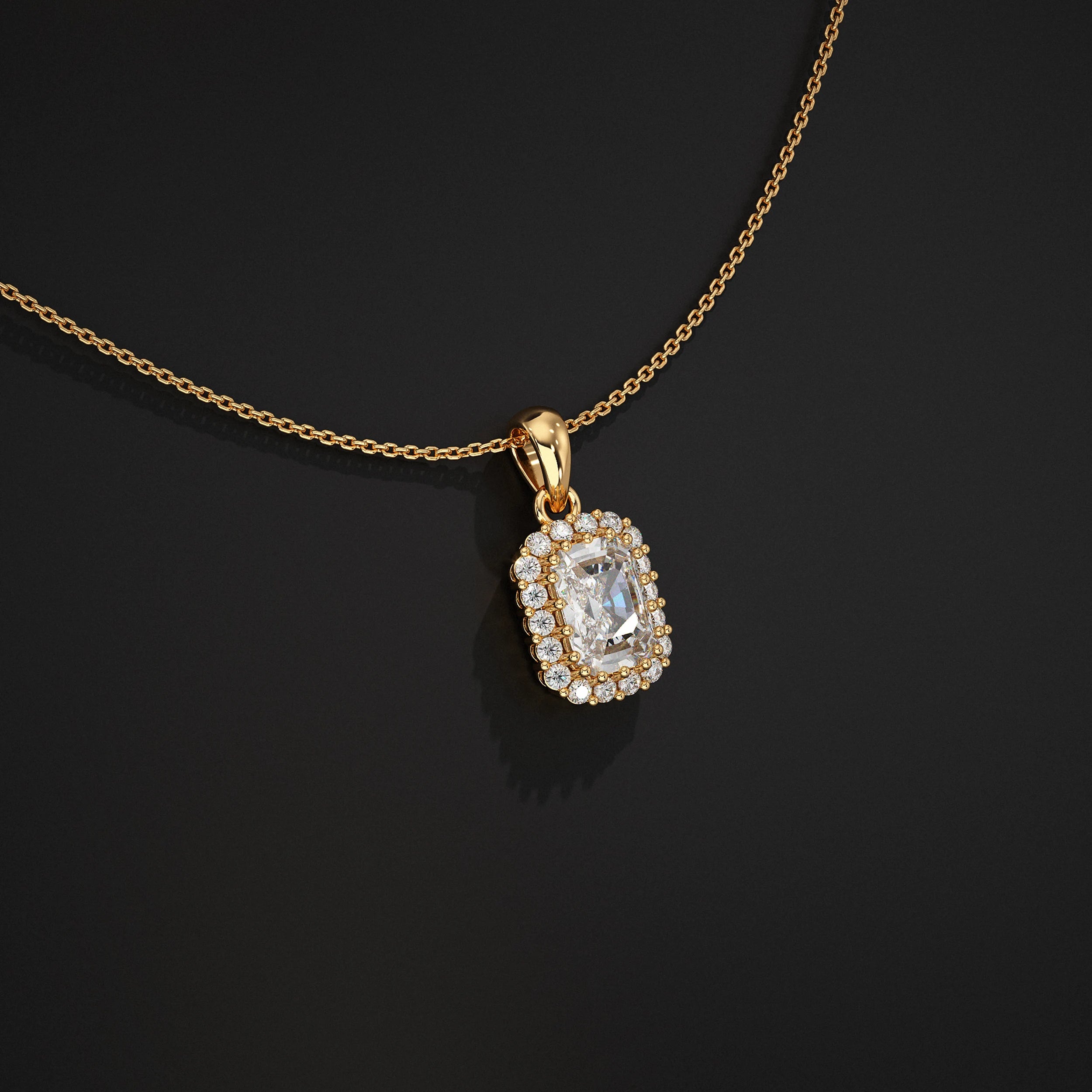 Radiant Lab Diamond Halo Pendant Pendant