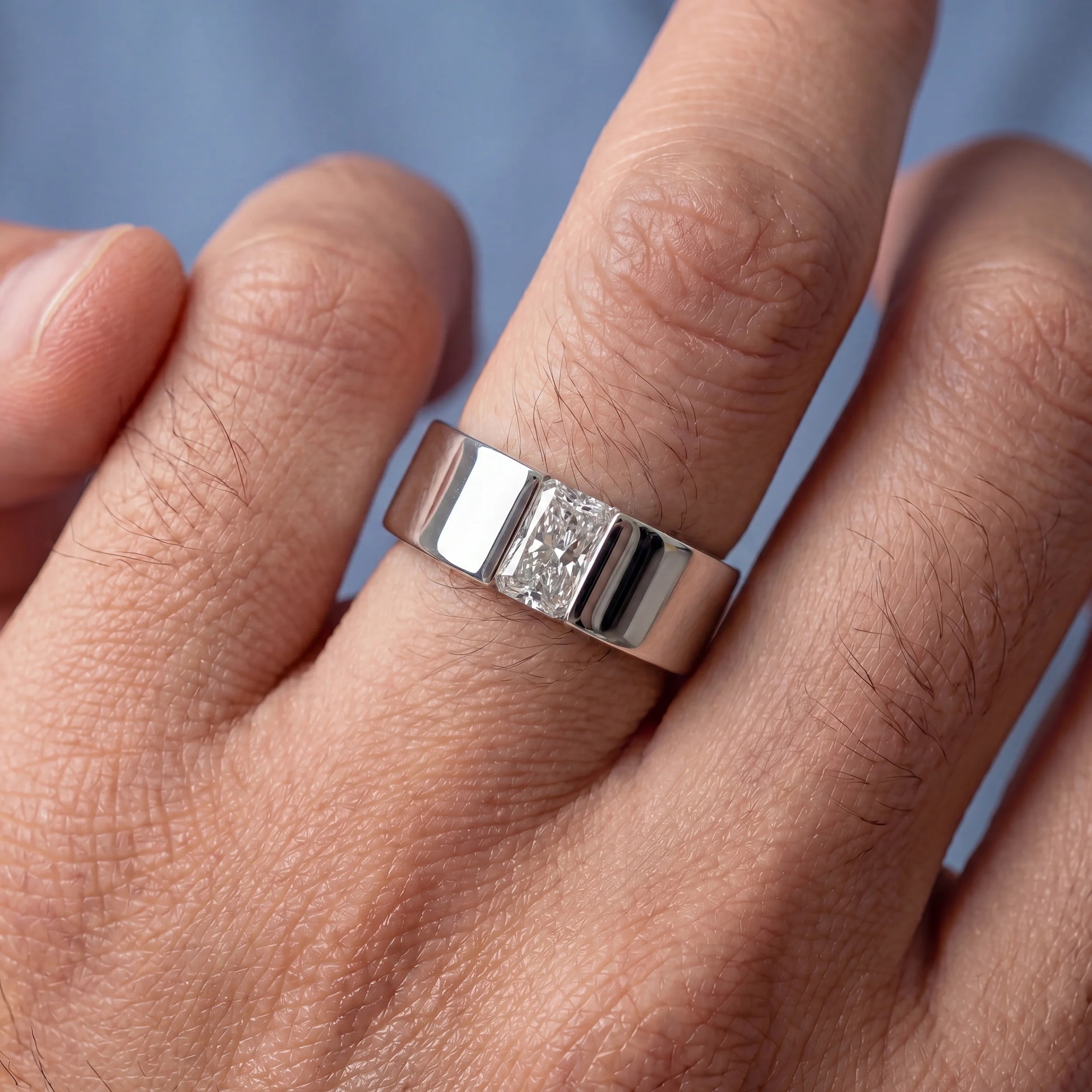 Radiant Cut Lab Diamond Men's Wedding Band Band