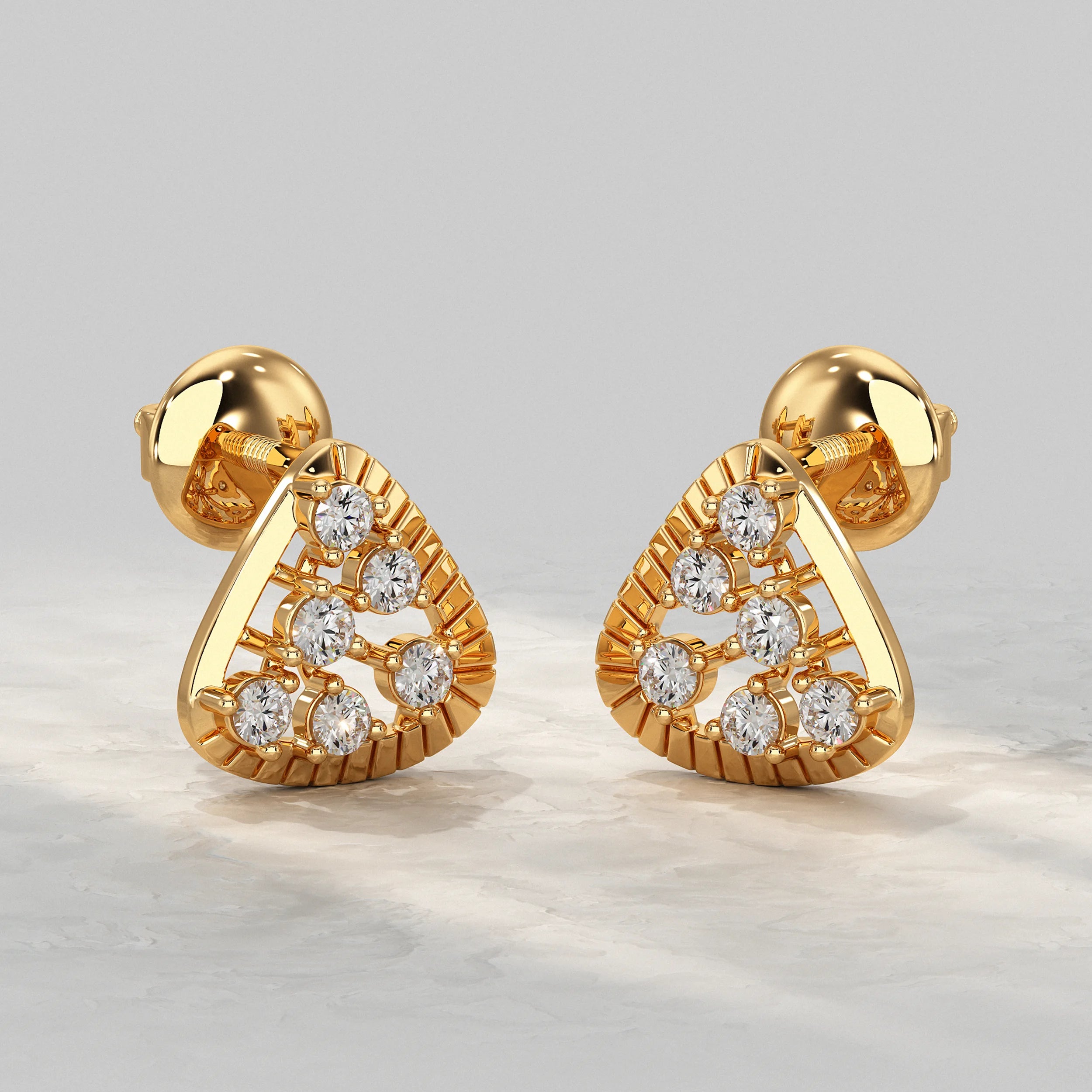 Round Lab Diamond Triangular Stud Earrings Earrings