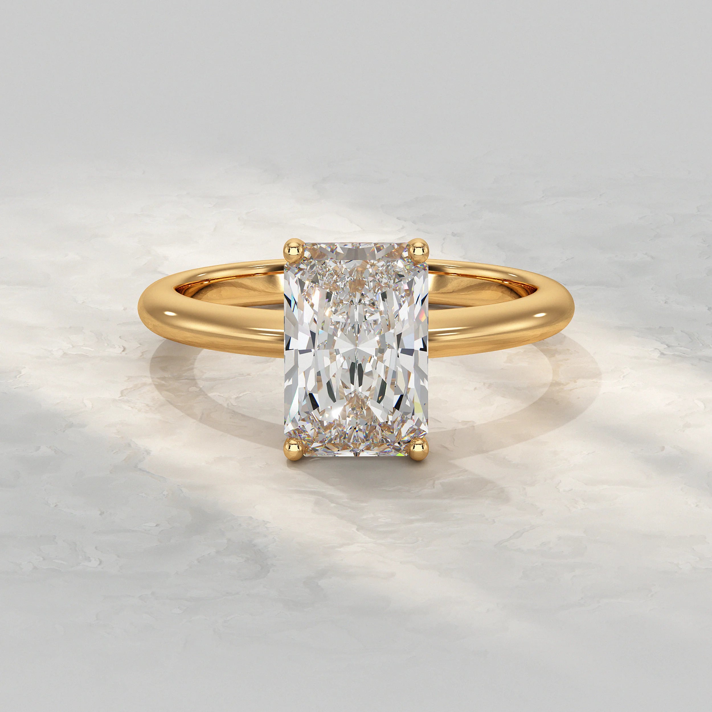 Radiant Lab Diamond Solitaire Engagement Ring Rings