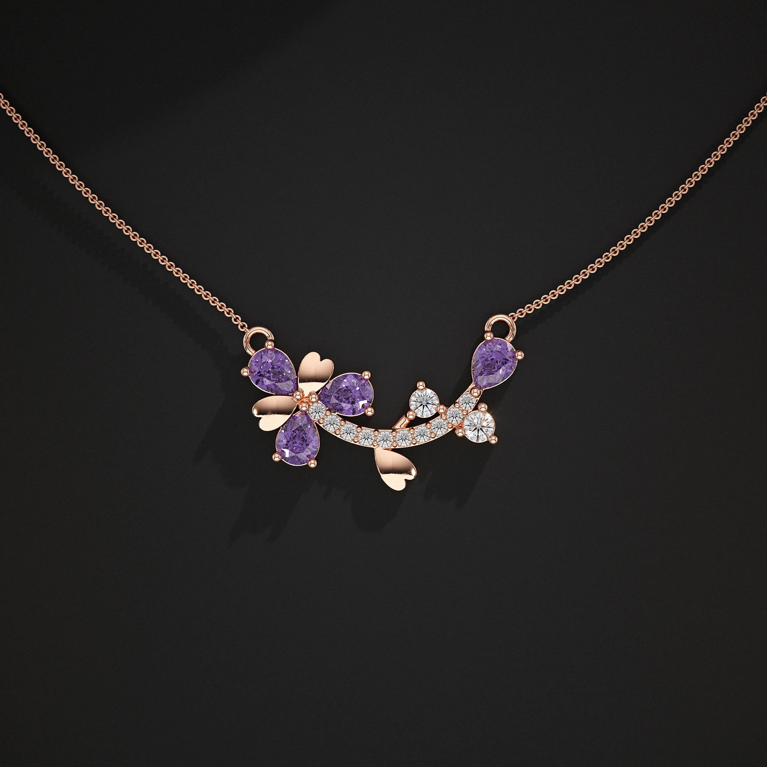 Pear Amethyst And Lab Diamond Pendant Pendant