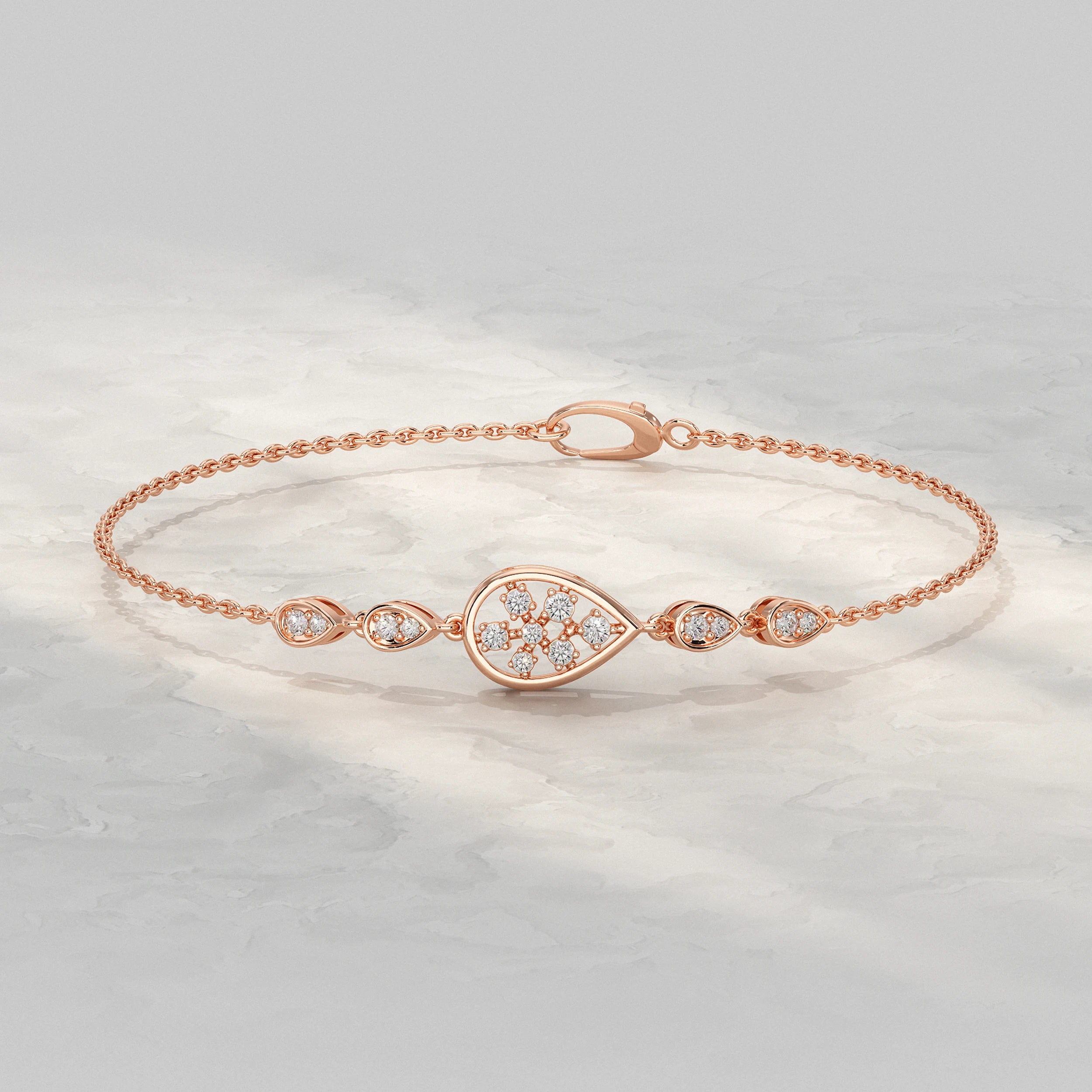 Floral Round Diamond Pear Accent Bracelet Bracelet
