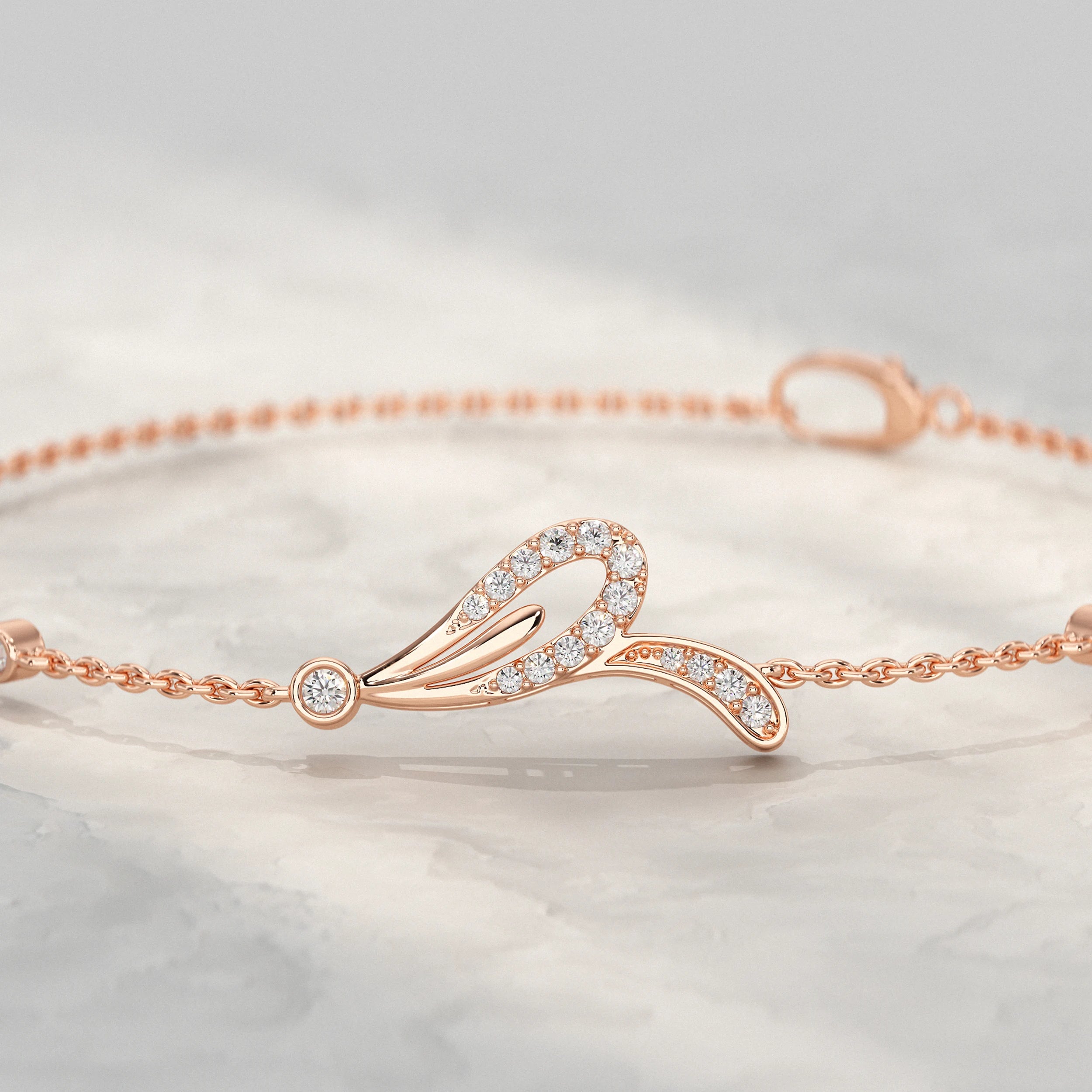 Leaf Style Diamond Chain Bracelet Bracelet