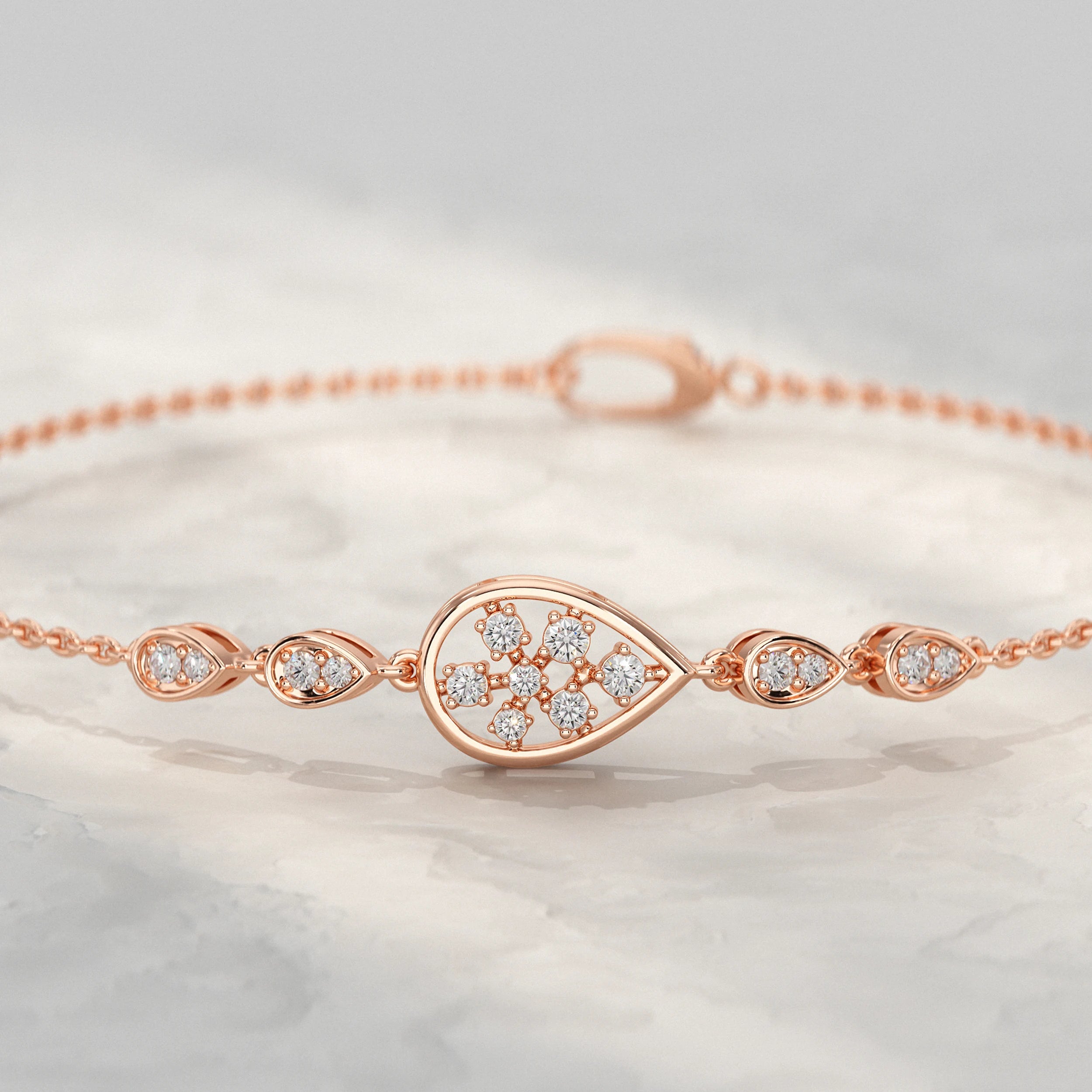 Floral Round Diamond Pear Accent Bracelet Bracelet