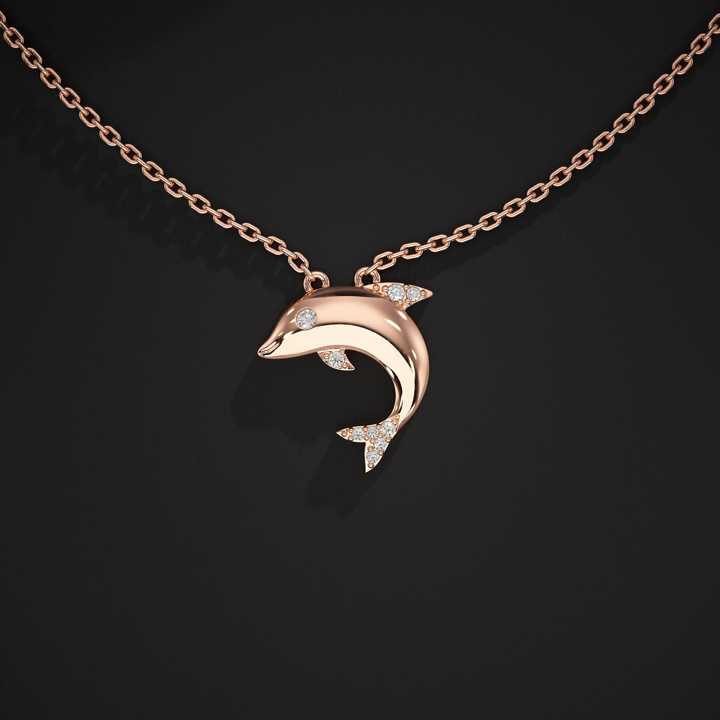 Yellow Gold Dolphin Pendant Pendant