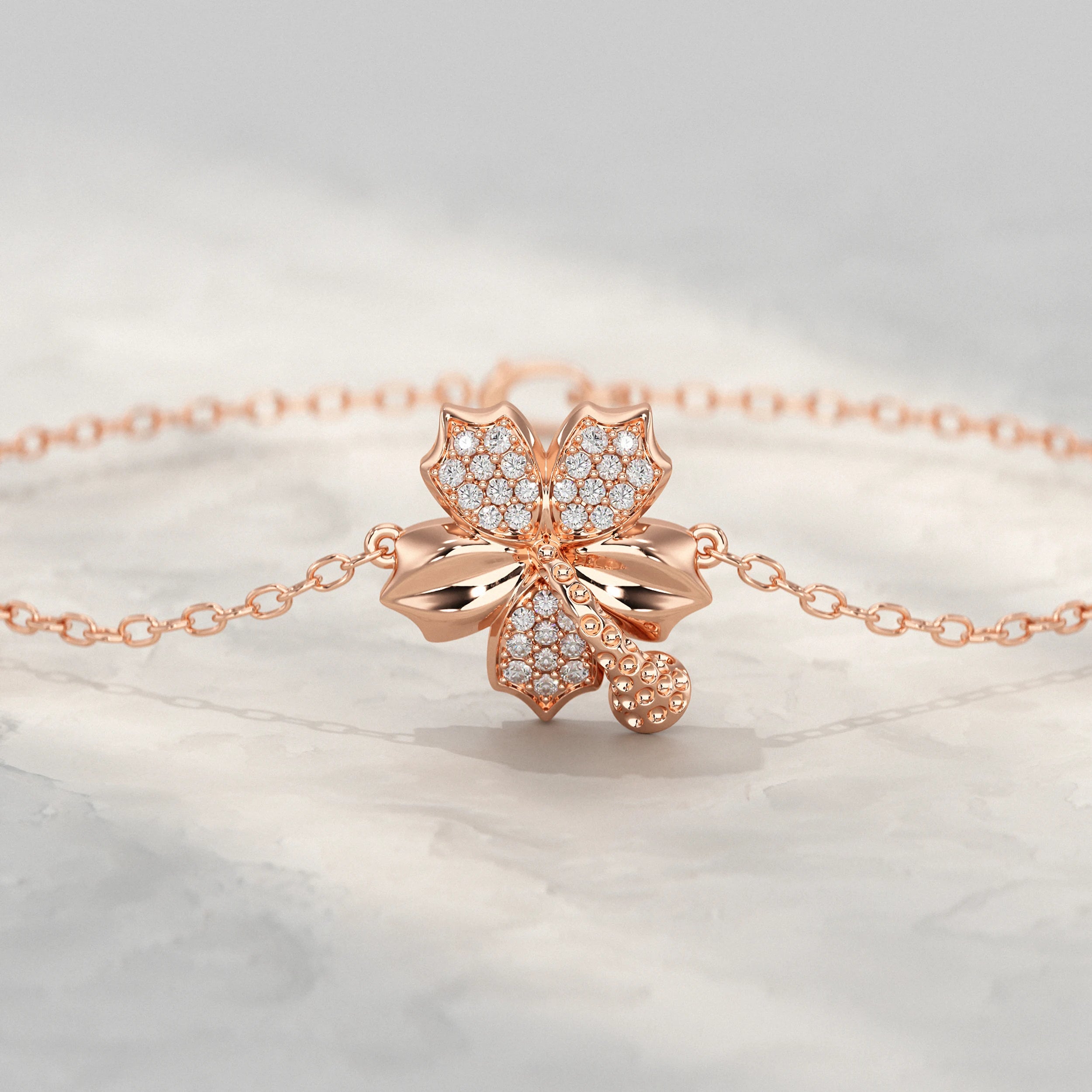 Floral Charm Diamond Bracelet Bracelet