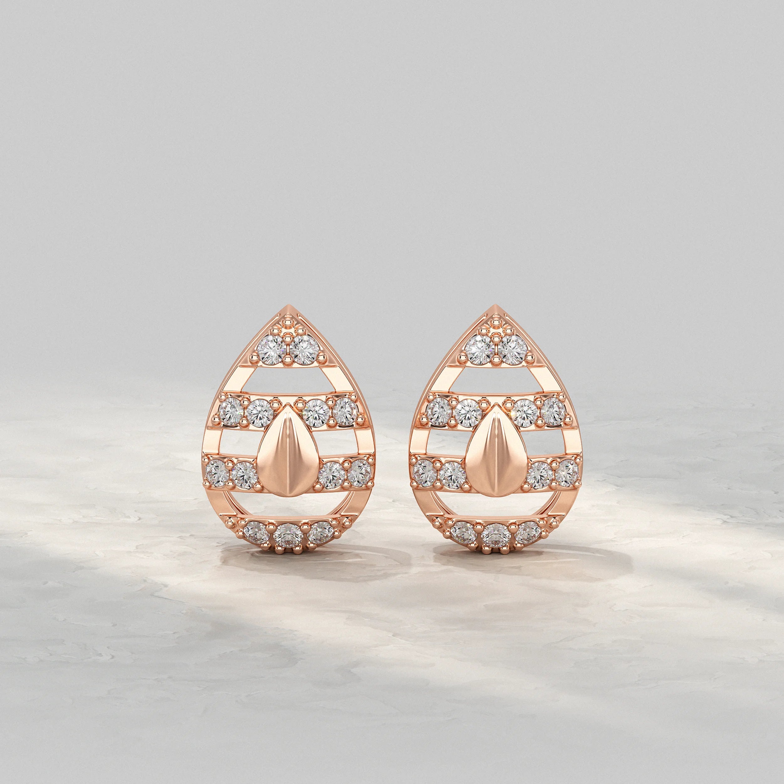 Teardrop Diamond Cluster Open Frame Stud Earrings Earrings