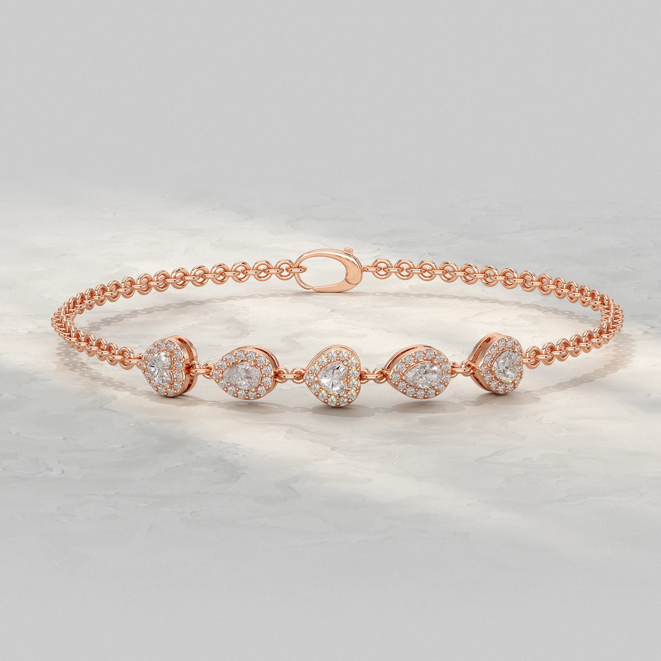 Five Stone Lab Diamond Halo Bracelet Bracelet