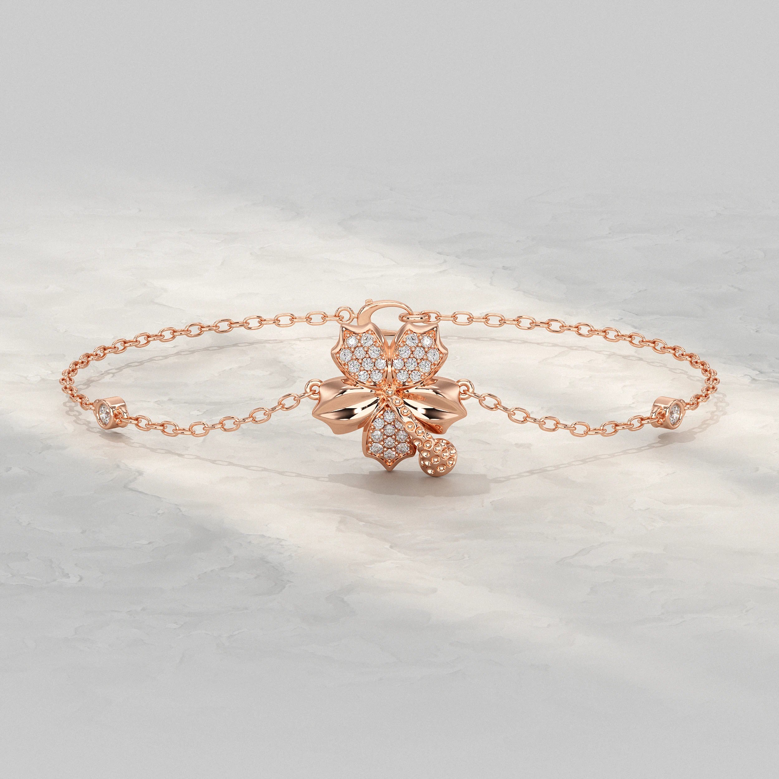 Floral Charm Diamond Bracelet Bracelet