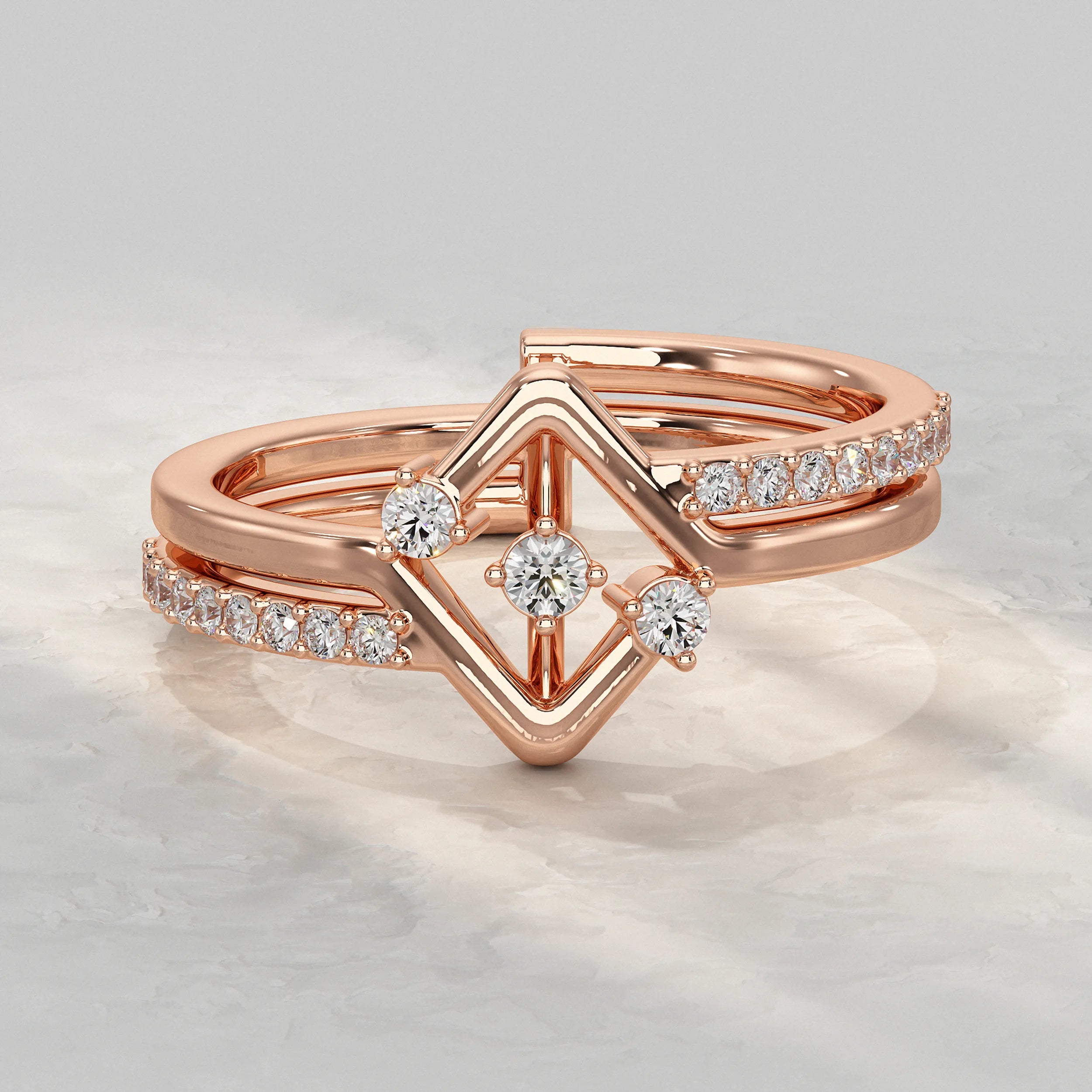 Round Accent Diamond Engagement Ring Rings